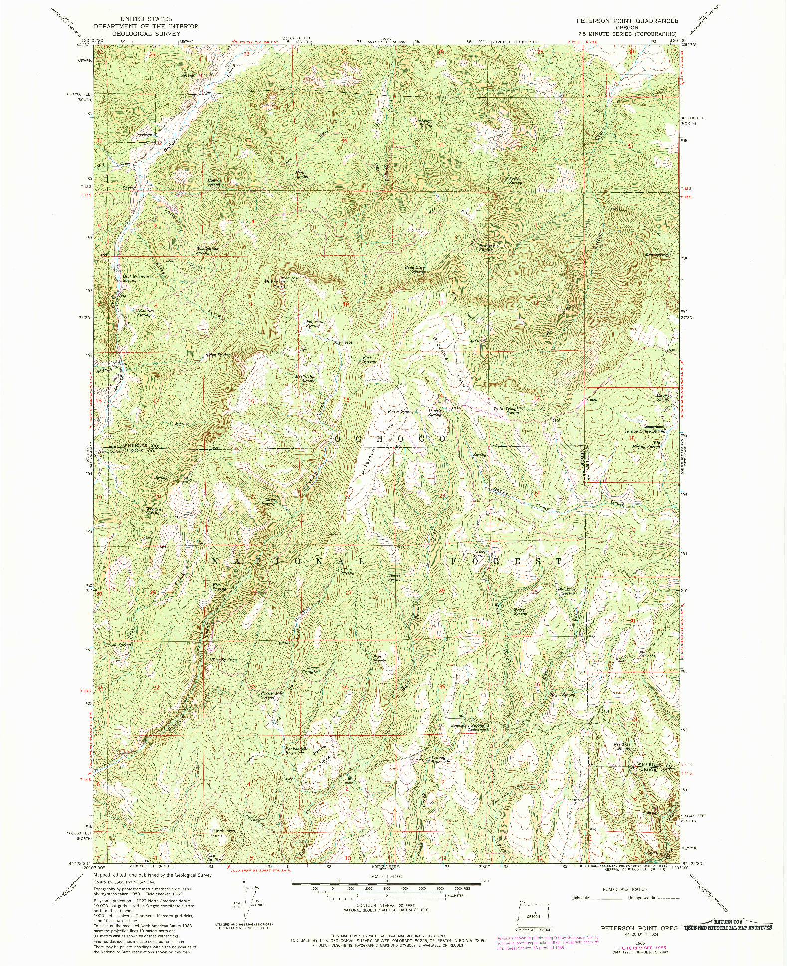 USGS 1:24000-SCALE QUADRANGLE FOR PETERSON POINT, OR 1966
