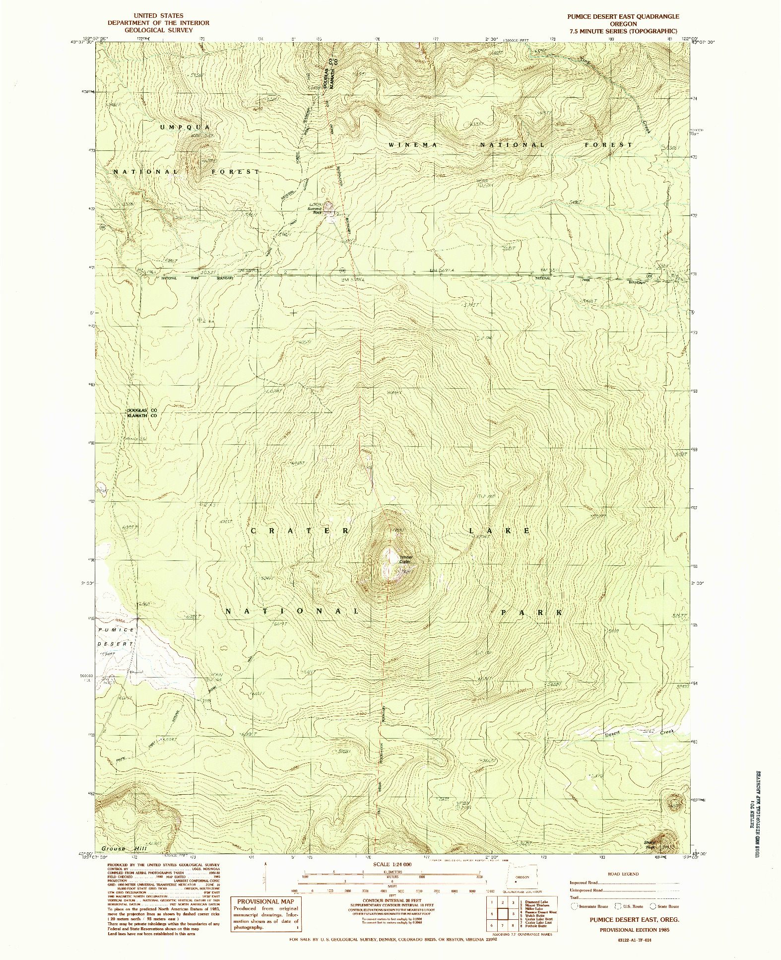USGS 1:24000-SCALE QUADRANGLE FOR PUMICE DESERT EAST, OR 1985
