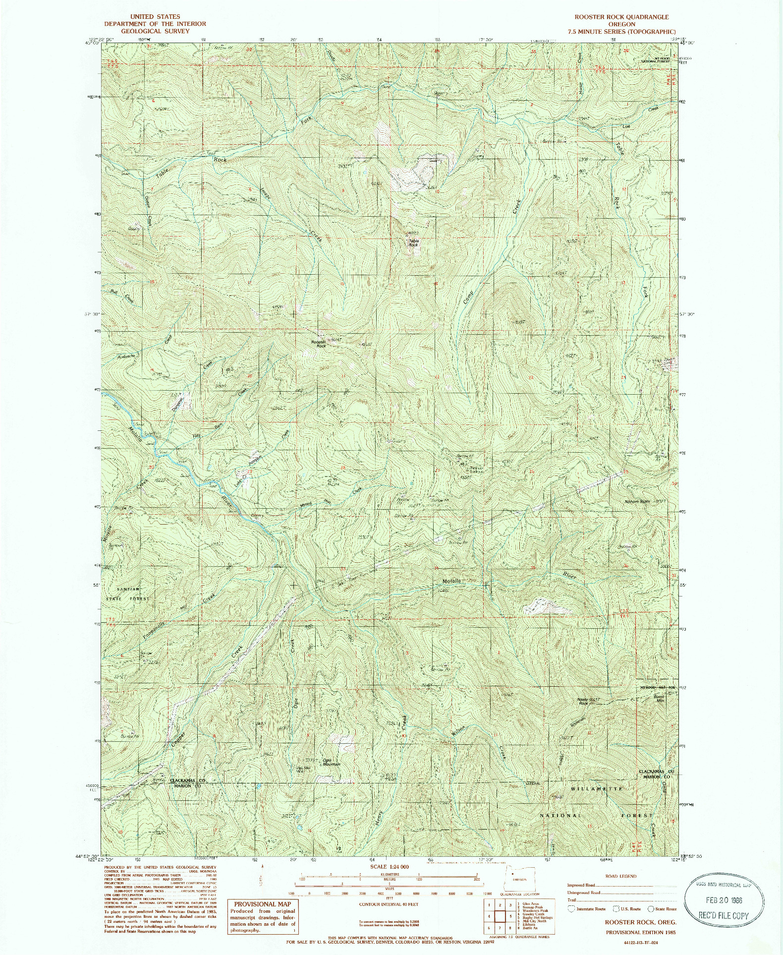 USGS 1:24000-SCALE QUADRANGLE FOR ROOSTER ROCK, OR 1985