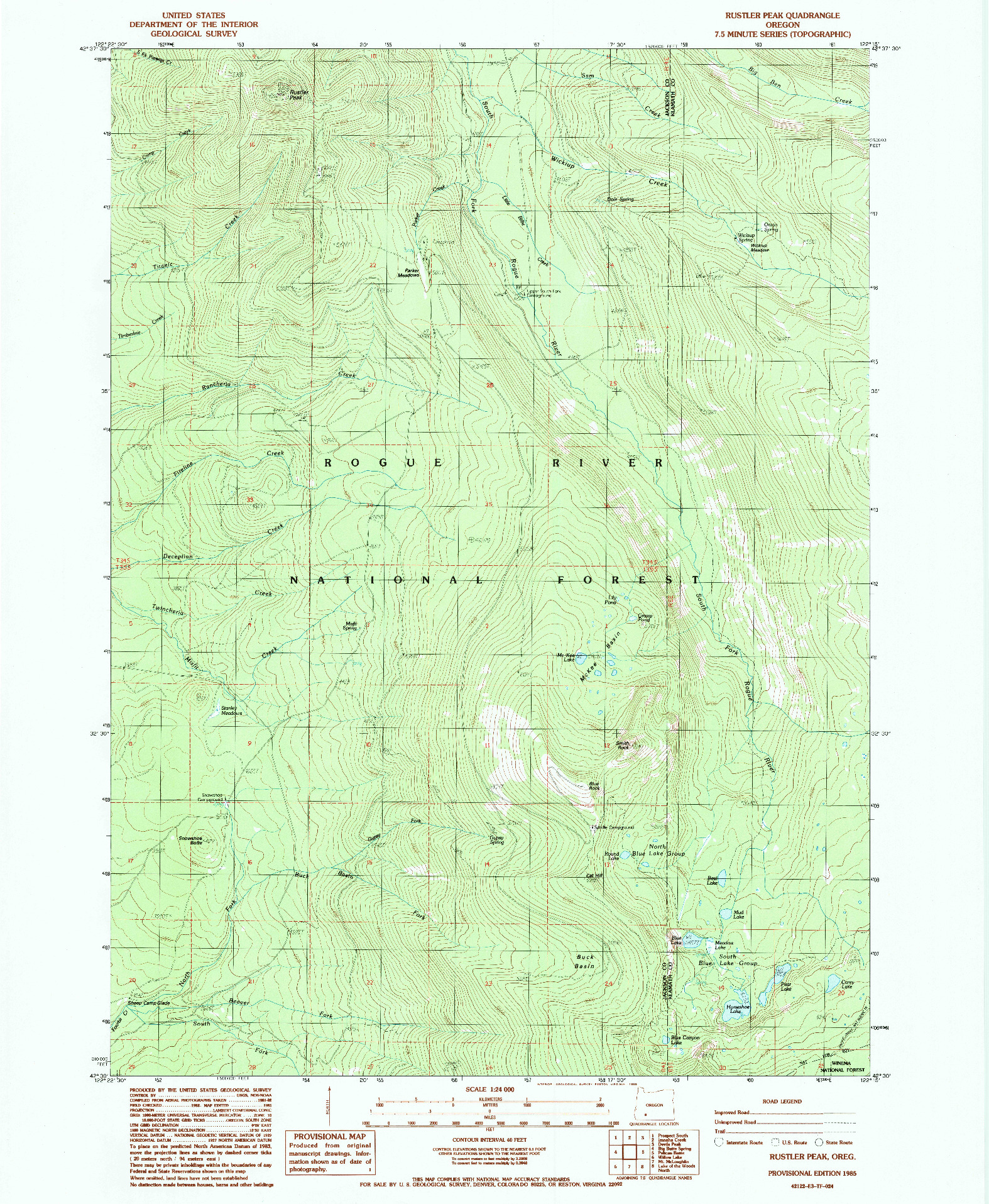 USGS 1:24000-SCALE QUADRANGLE FOR RUSTLER PEAK, OR 1985