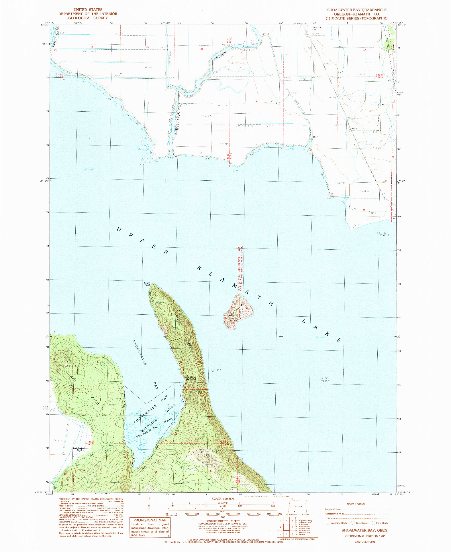 USGS 1:24000-SCALE QUADRANGLE FOR SHOALWATER BAY, OR 1985
