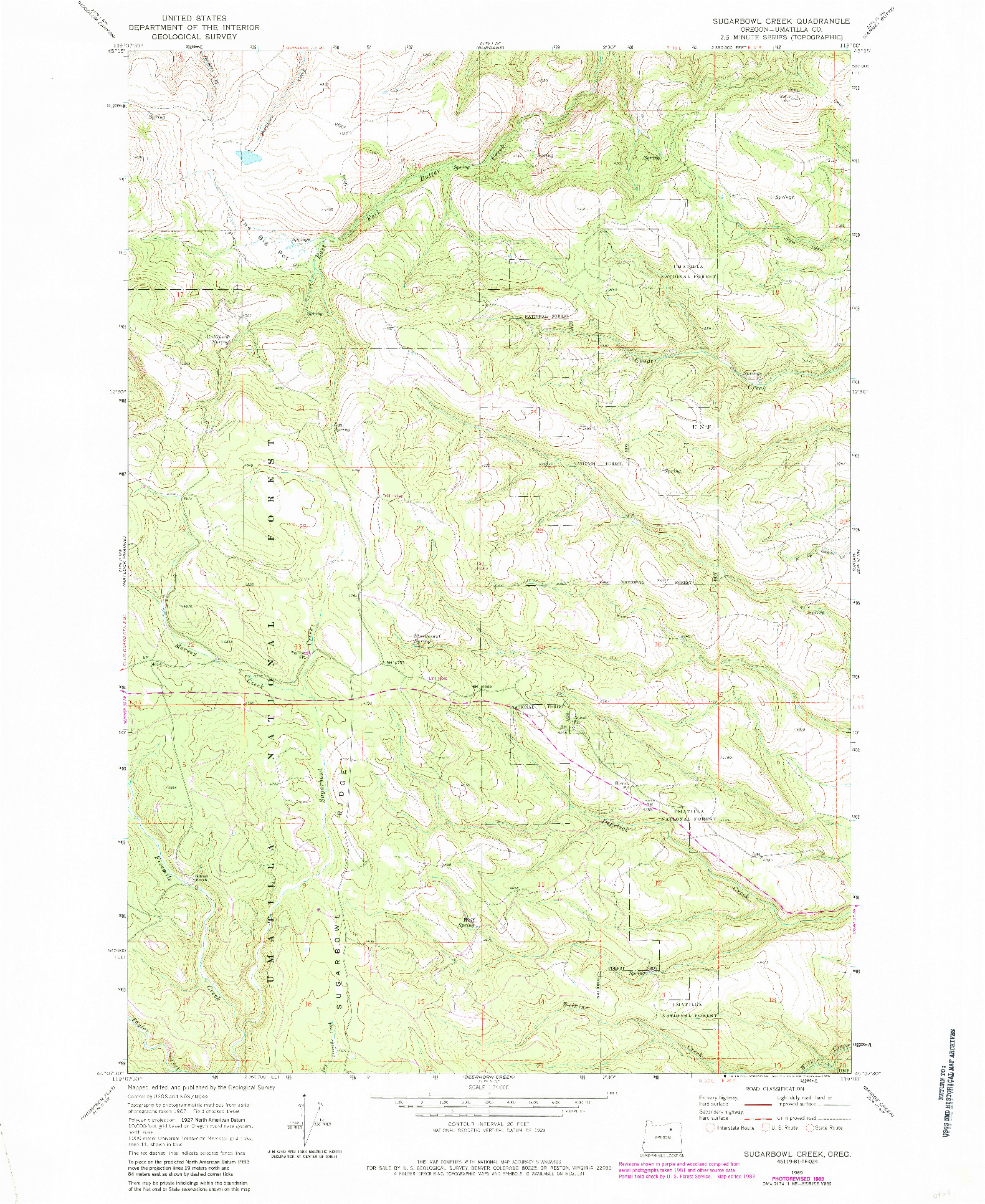 USGS 1:24000-SCALE QUADRANGLE FOR SUGARBOWL CREEK, OR 1969