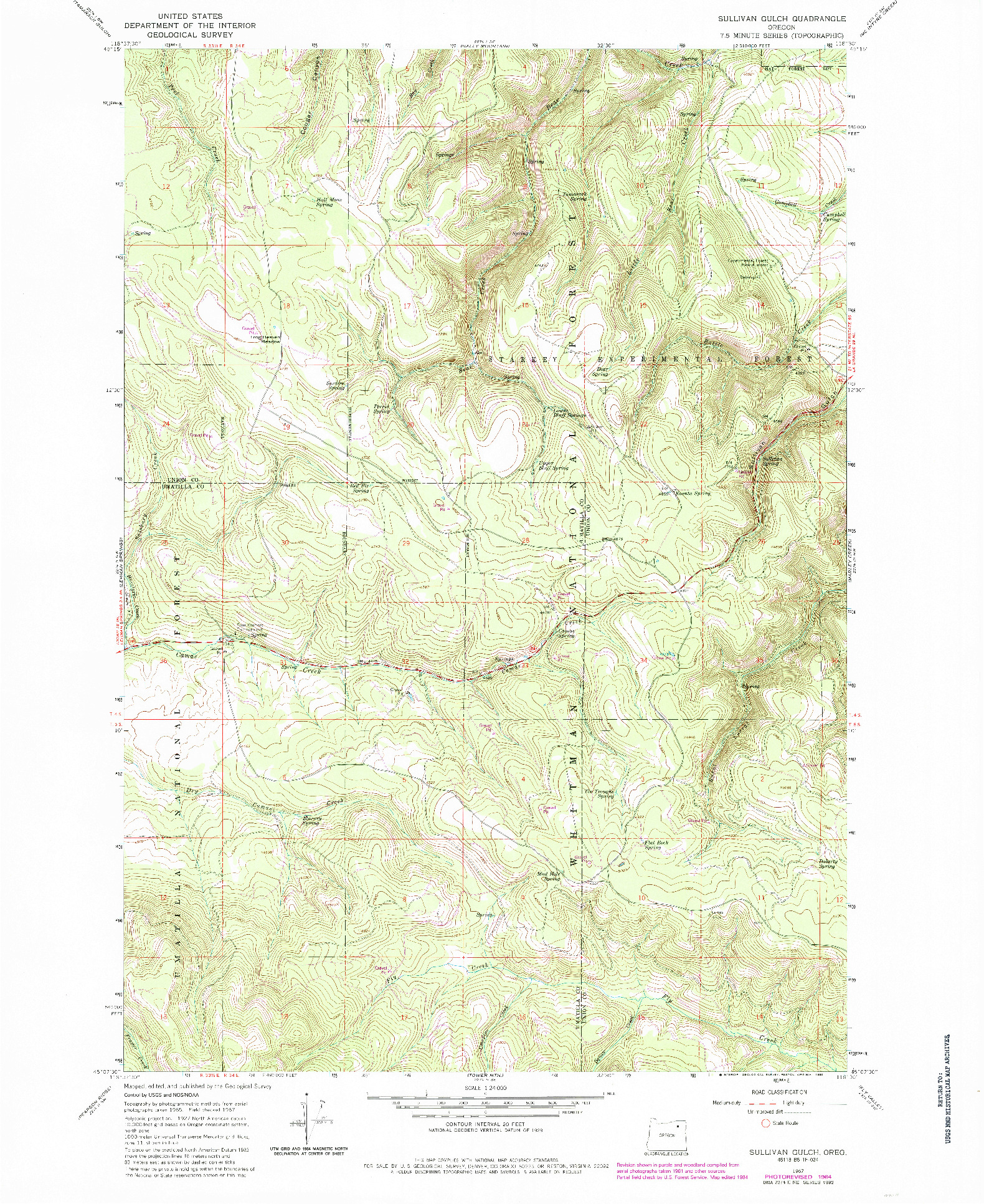 USGS 1:24000-SCALE QUADRANGLE FOR SULLIVAN GULCH, OR 1967