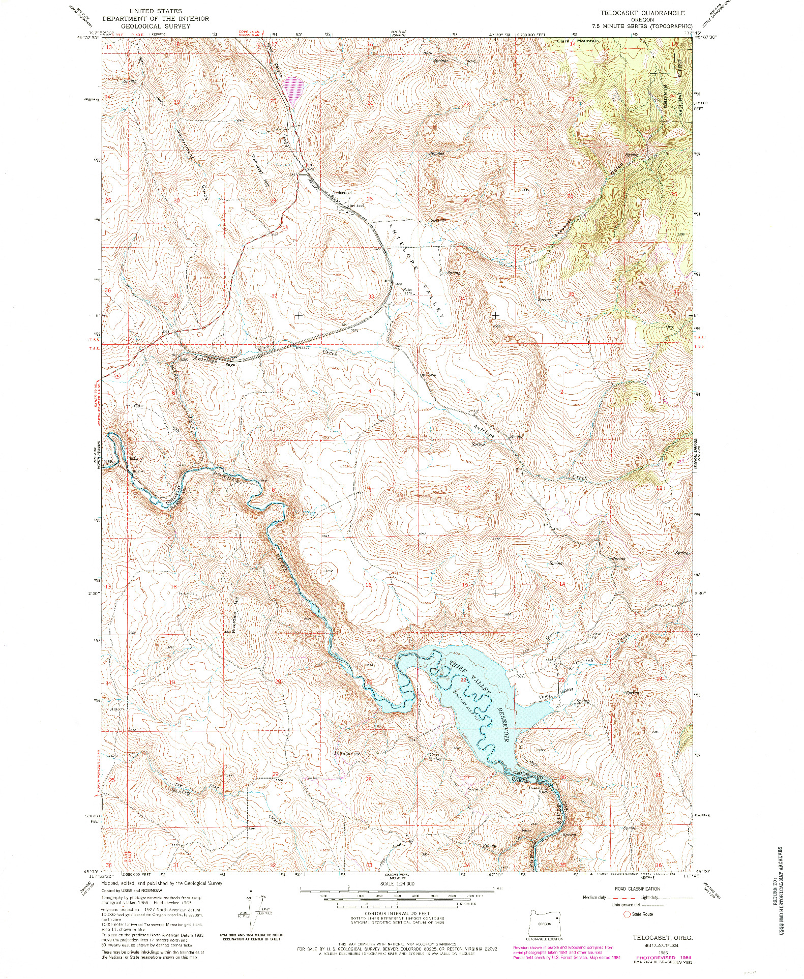 USGS 1:24000-SCALE QUADRANGLE FOR TELOCASET, OR 1965