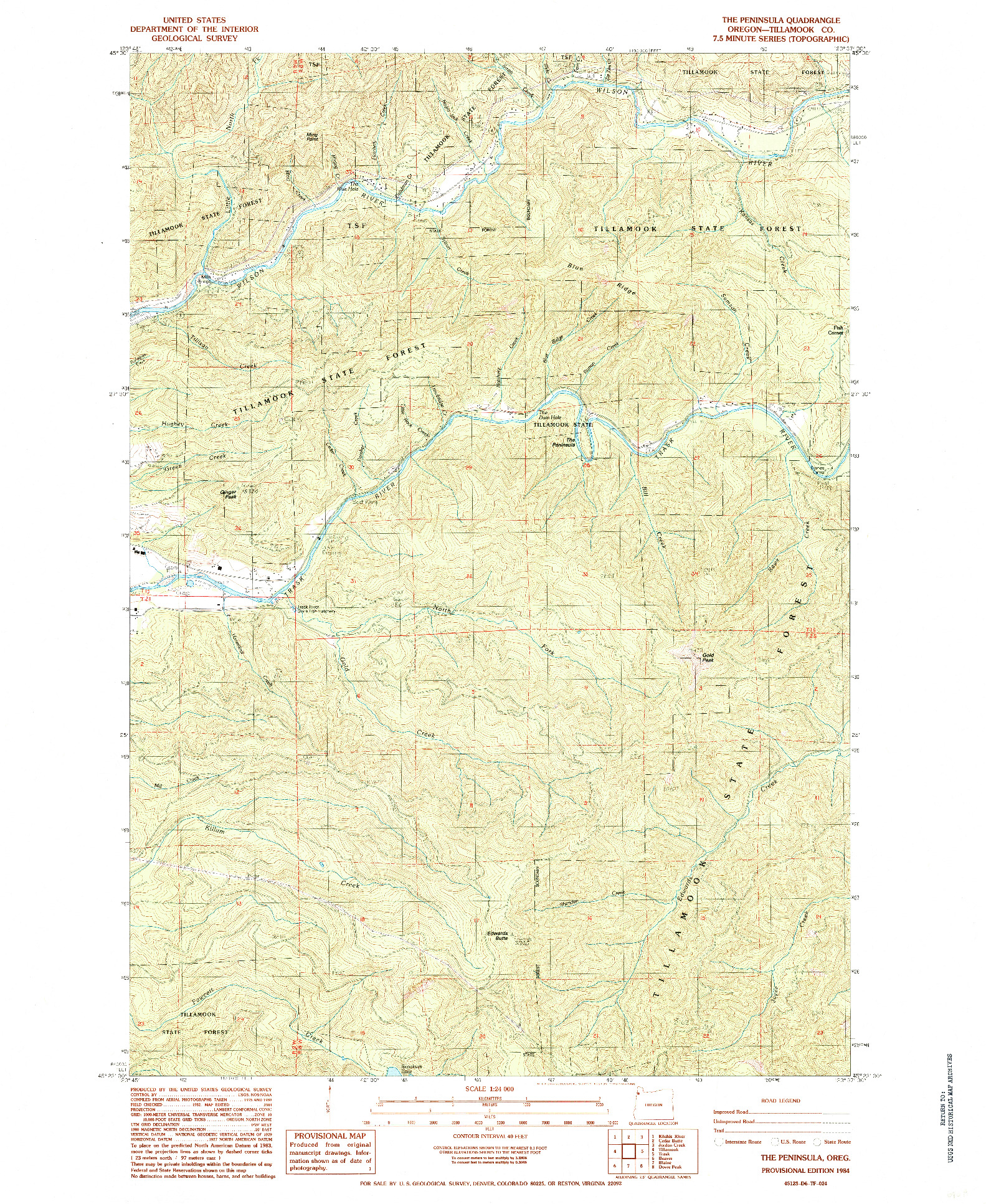 USGS 1:24000-SCALE QUADRANGLE FOR THE PENINSULA, OR 1984