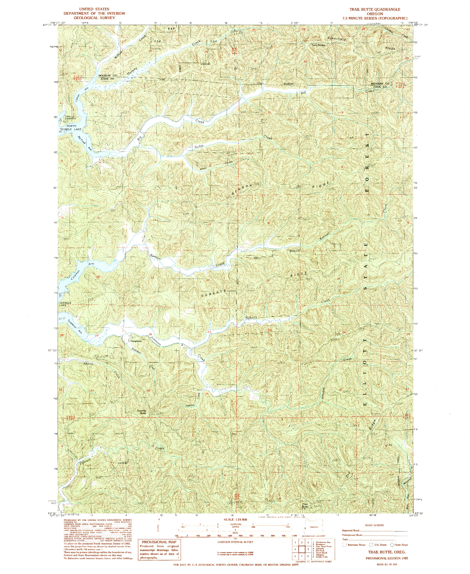 USGS 1:24000-SCALE QUADRANGLE FOR TRAIL BUTTE, OR 1985