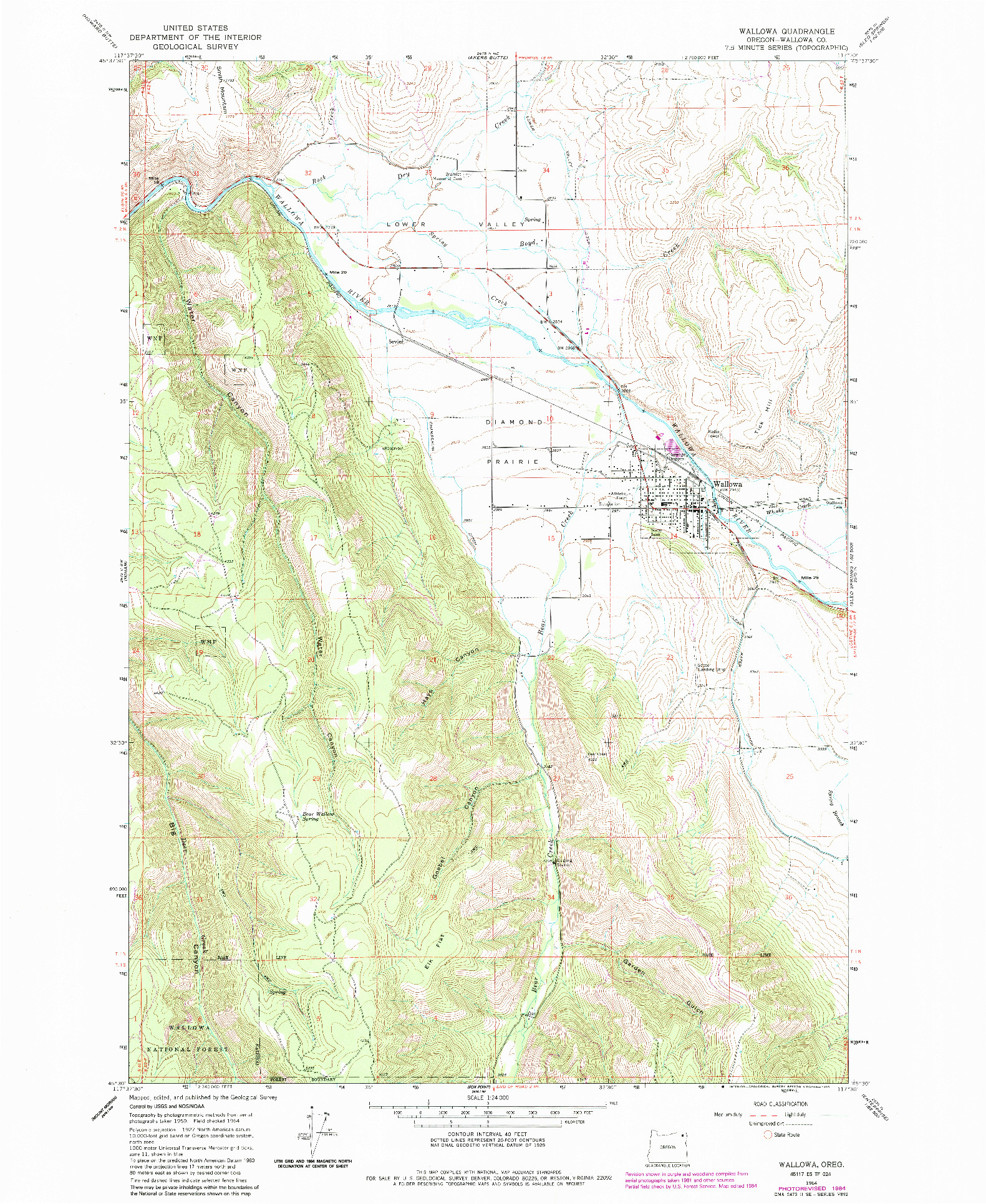 USGS 1:24000-SCALE QUADRANGLE FOR WALLOWA, OR 1964