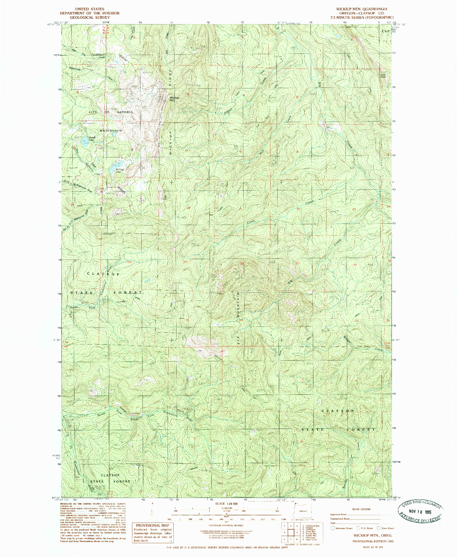 USGS 1:24000-SCALE QUADRANGLE FOR WICKIUP MTN, OR 1985