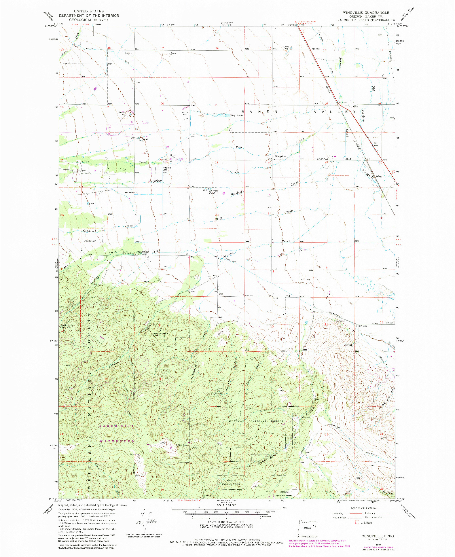 USGS 1:24000-SCALE QUADRANGLE FOR WINGVILLE, OR 1967