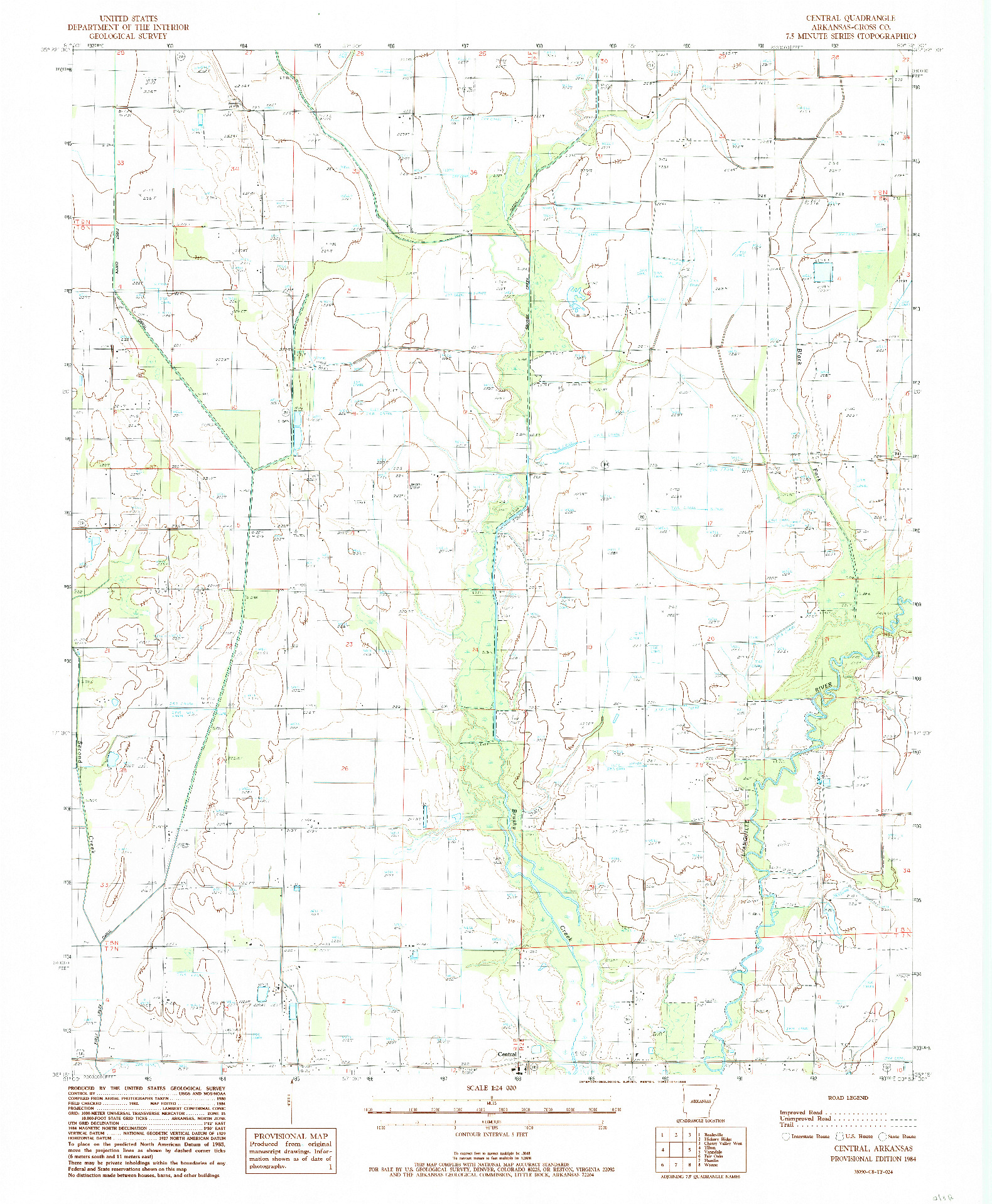 USGS 1:24000-SCALE QUADRANGLE FOR CENTRAL, AR 1984