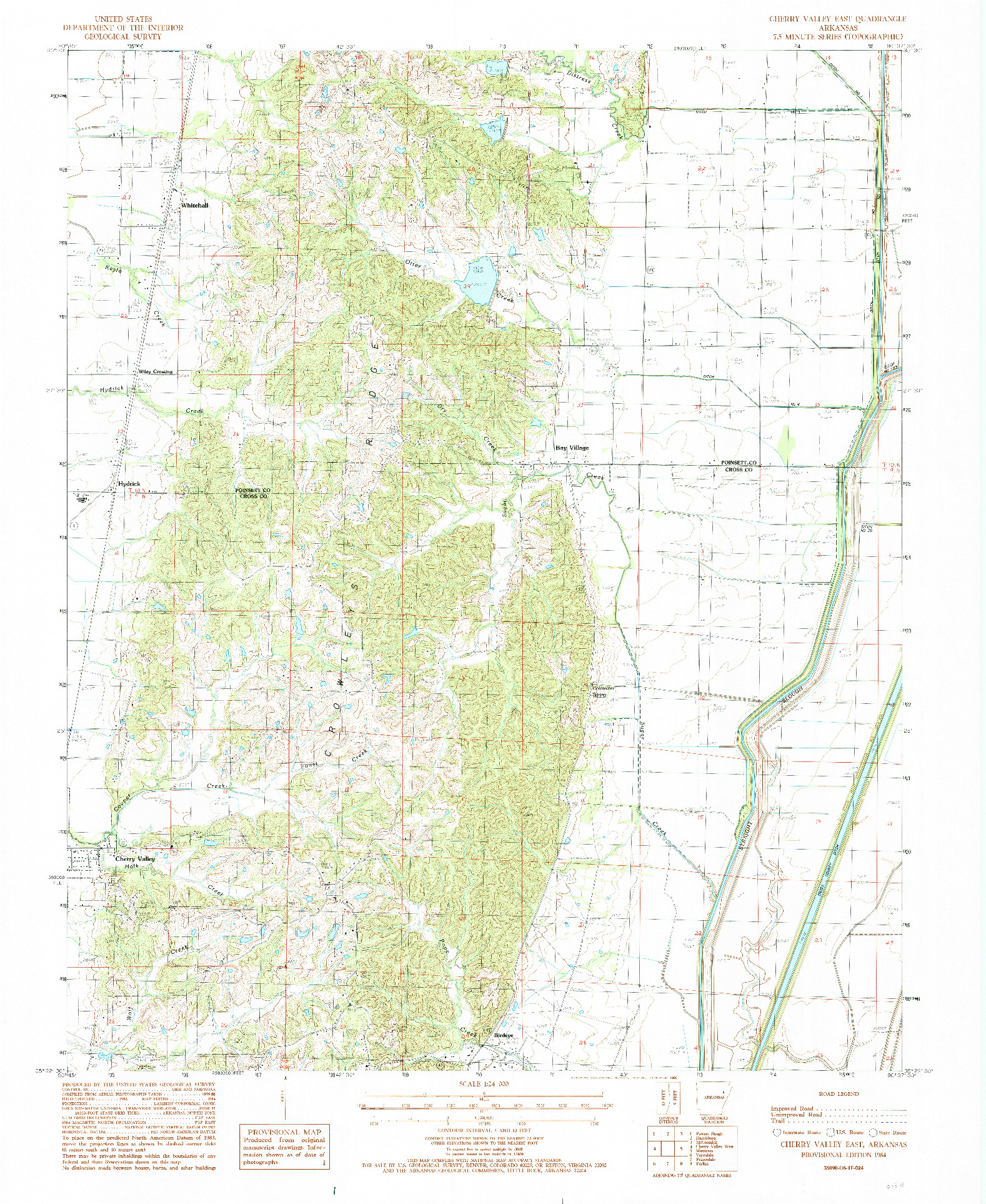 USGS 1:24000-SCALE QUADRANGLE FOR CHERRY VALLEY EAST, AR 1984