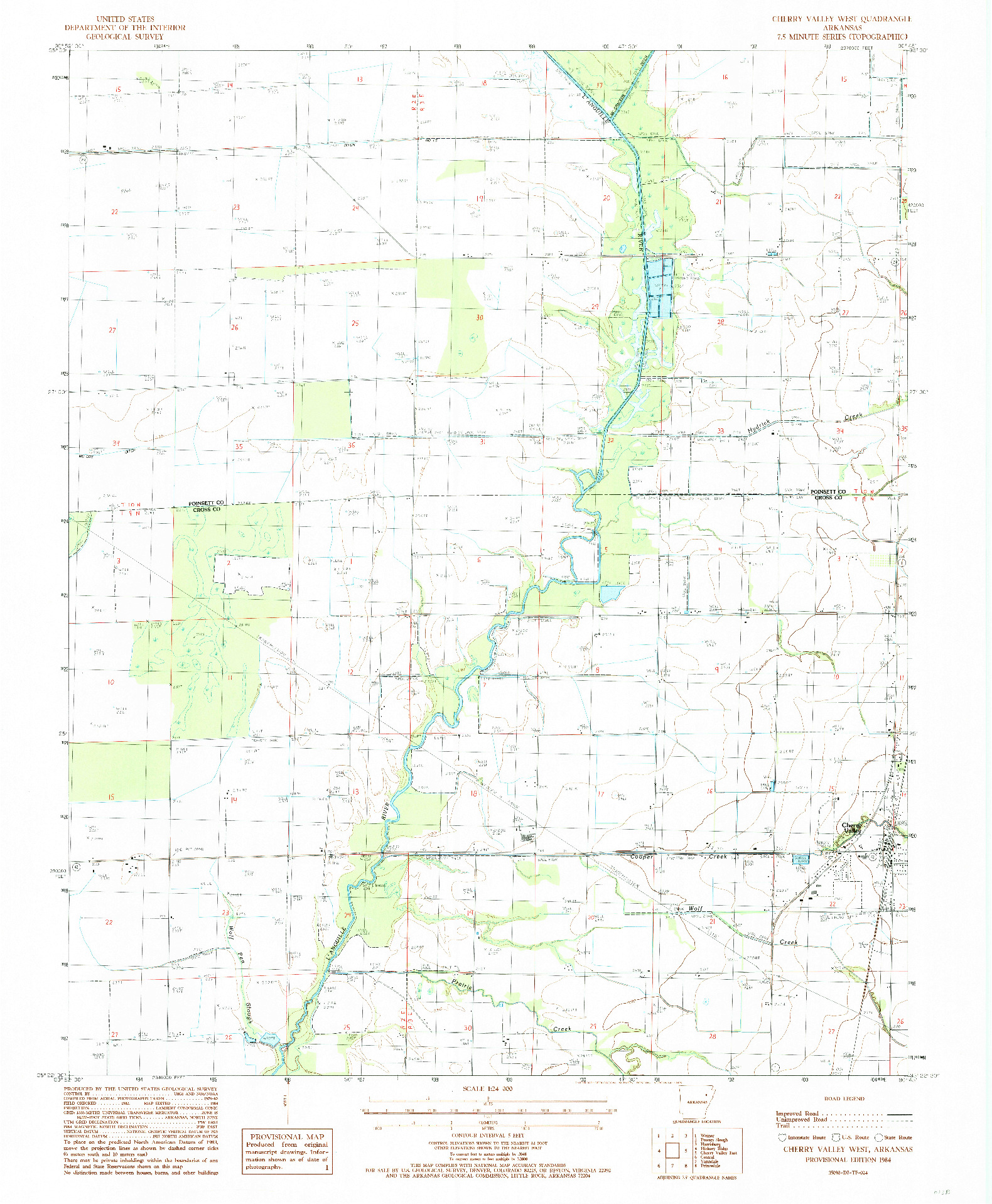 USGS 1:24000-SCALE QUADRANGLE FOR CHERRY VALLEY WEST, AR 1984