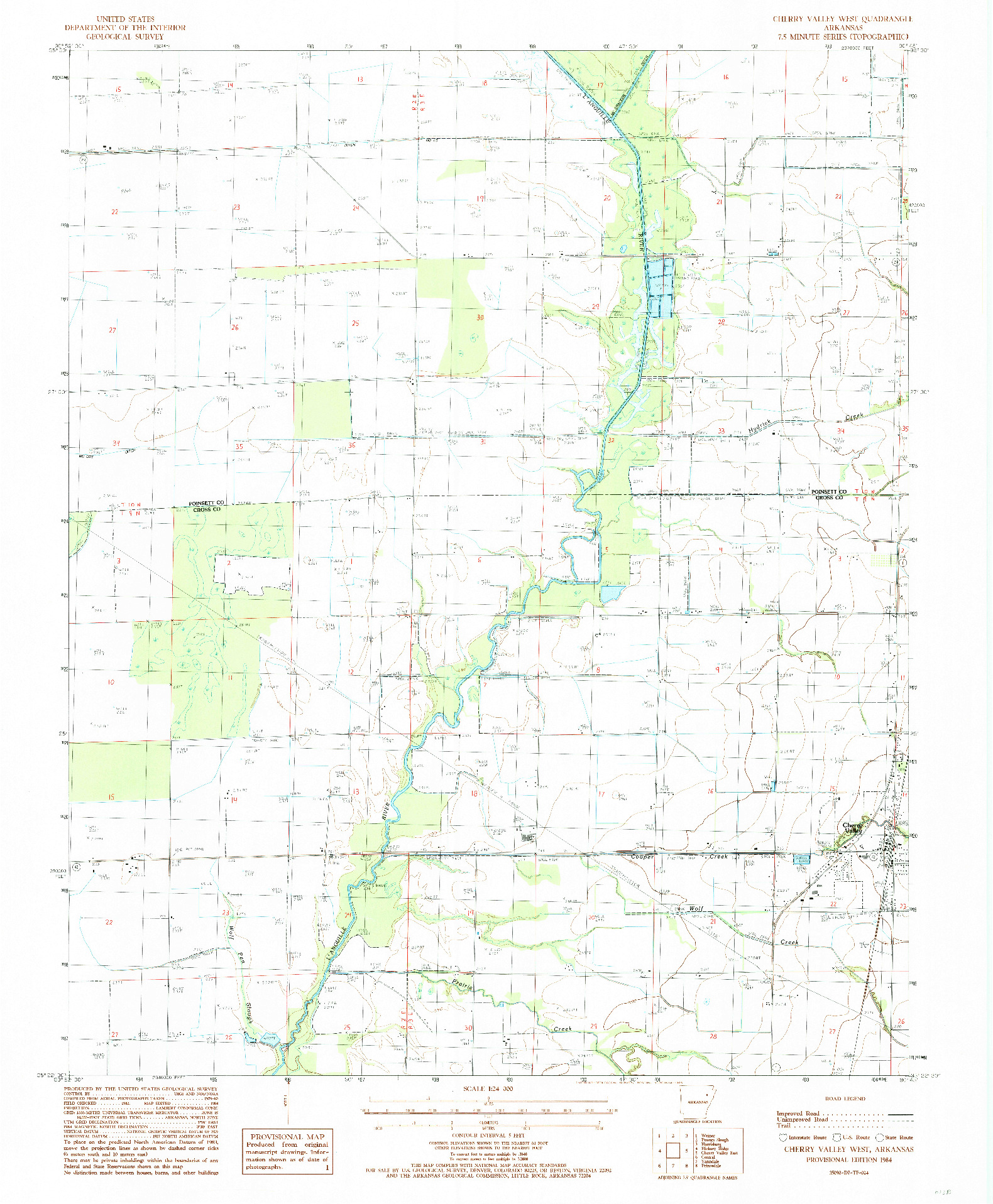 USGS 1:24000-SCALE QUADRANGLE FOR CHERRY VALLEY WEST, AR 1984