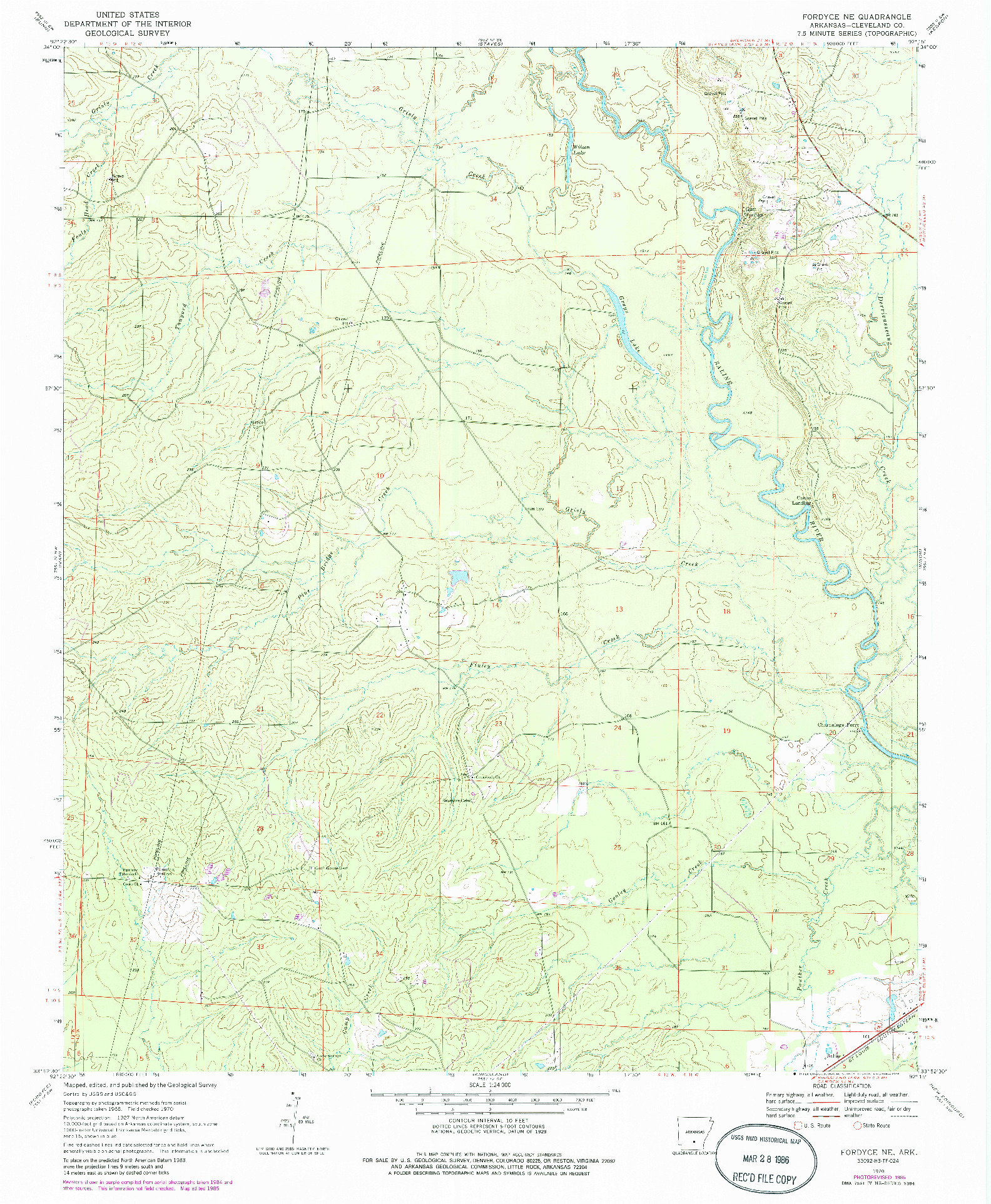 USGS 1:24000-SCALE QUADRANGLE FOR FORDYCE NE, AR 1970