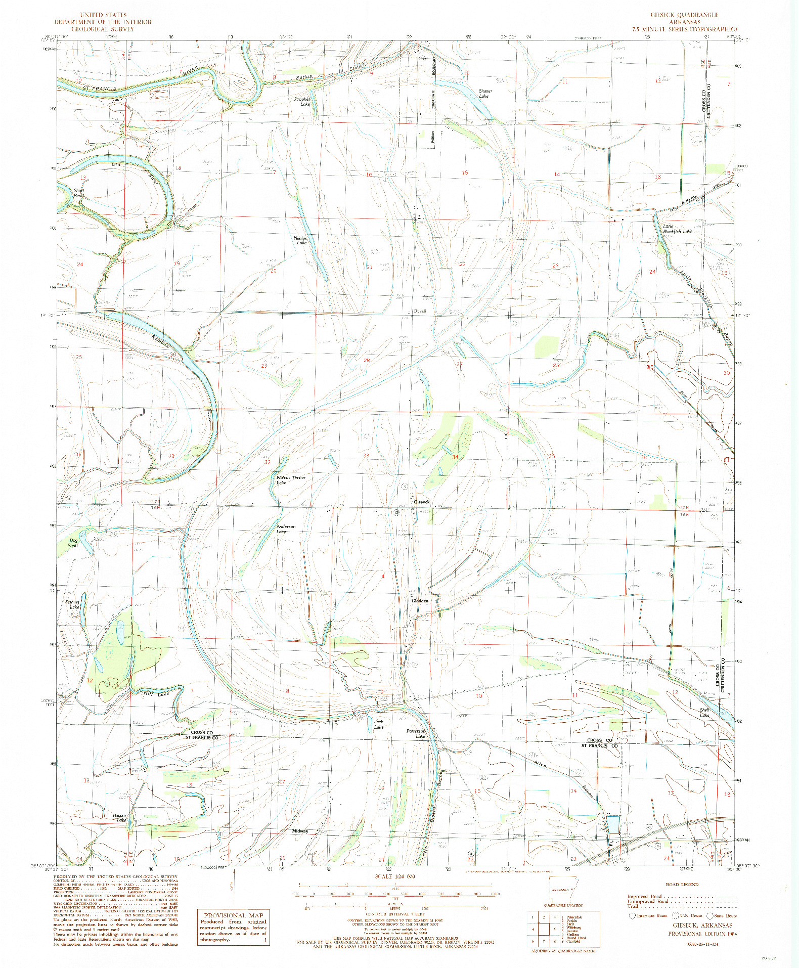 USGS 1:24000-SCALE QUADRANGLE FOR GIESECK, AR 1984