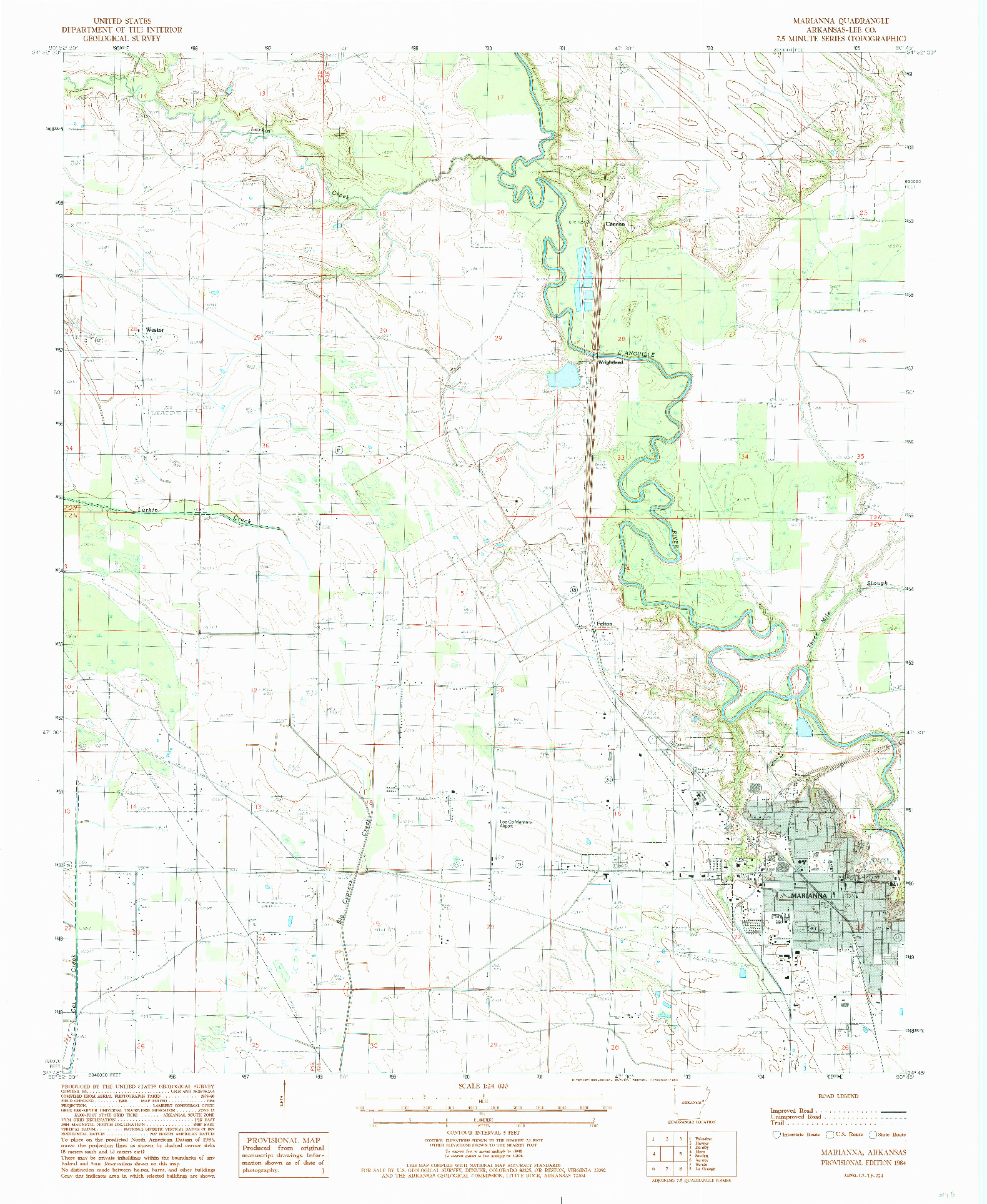 USGS 1:24000-SCALE QUADRANGLE FOR MARIANNA, AR 1984