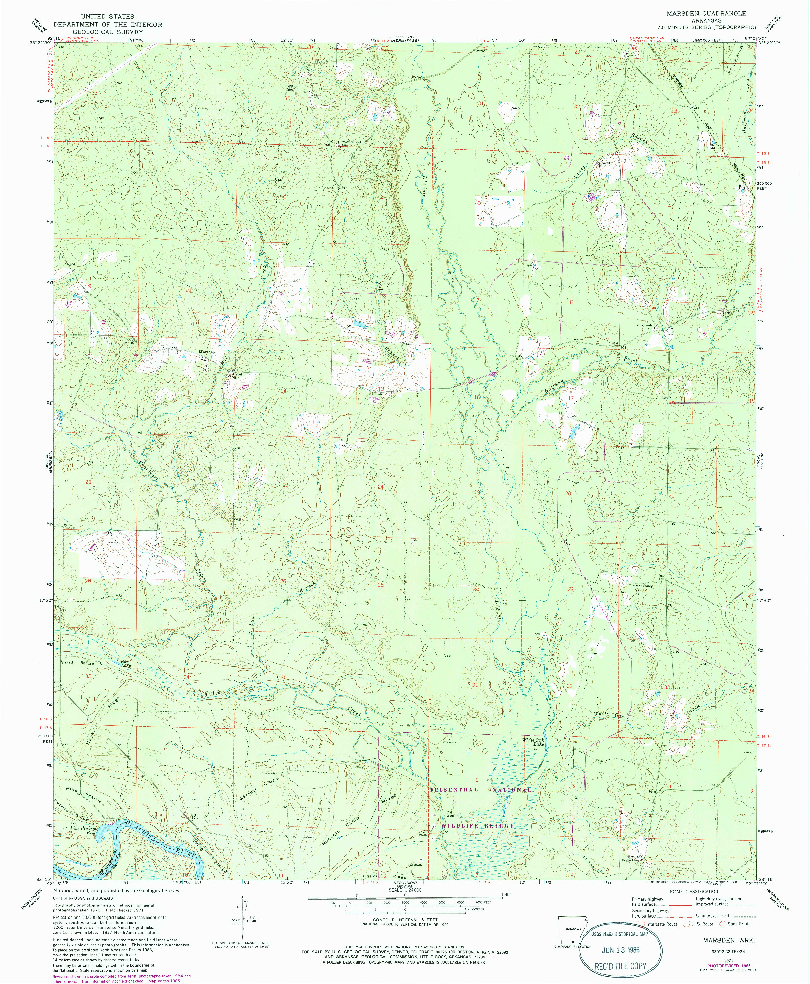 USGS 1:24000-SCALE QUADRANGLE FOR MARSDEN, AR 1971