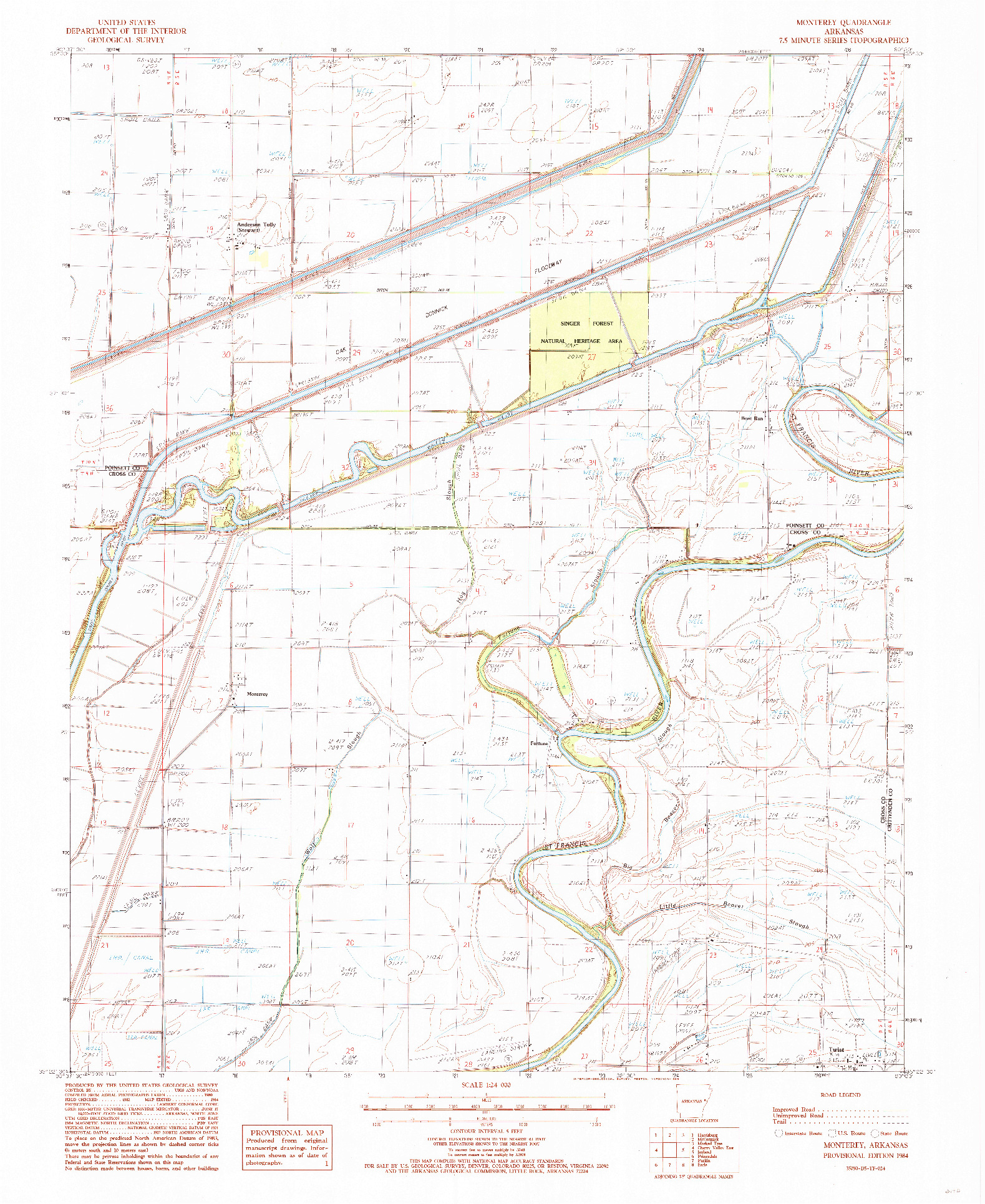 USGS 1:24000-SCALE QUADRANGLE FOR MONTEREY, AR 1984