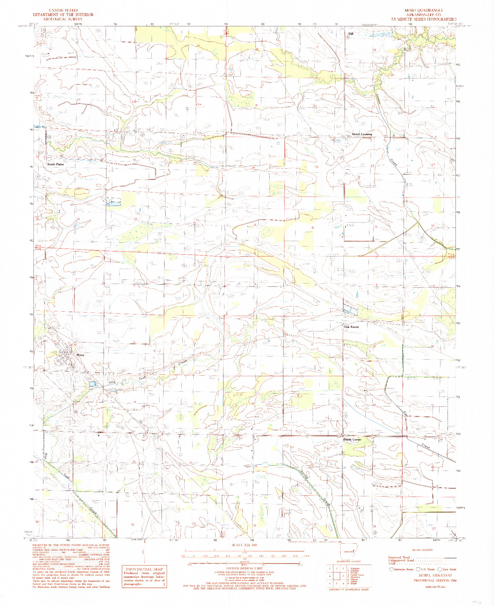 USGS 1:24000-SCALE QUADRANGLE FOR MORO, AR 1984