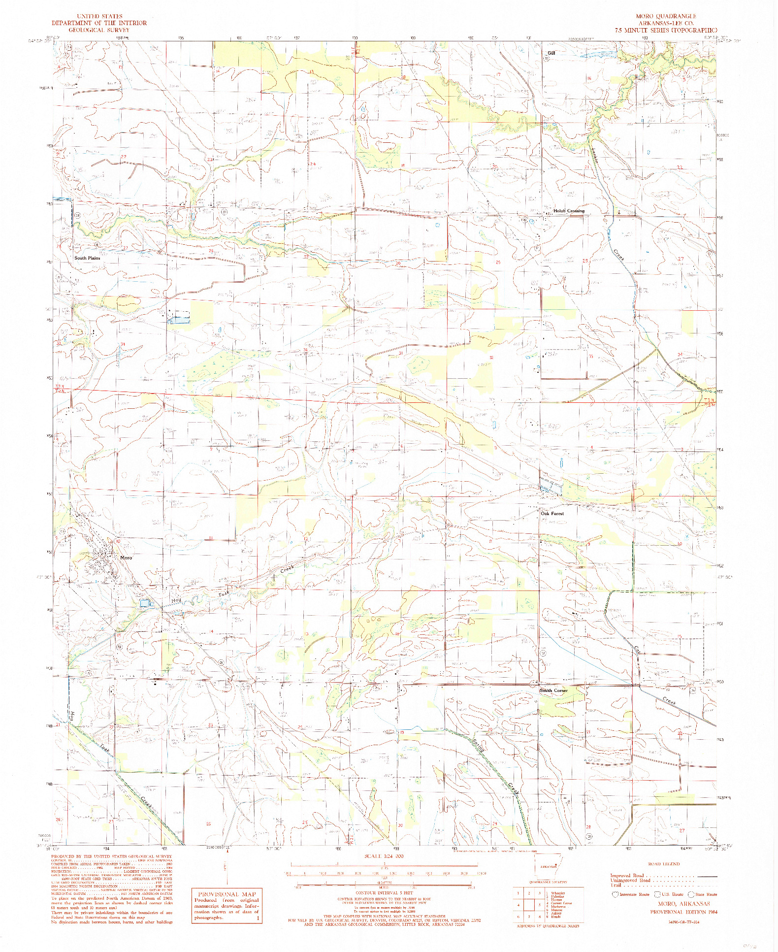 USGS 1:24000-SCALE QUADRANGLE FOR MORO, AR 1984
