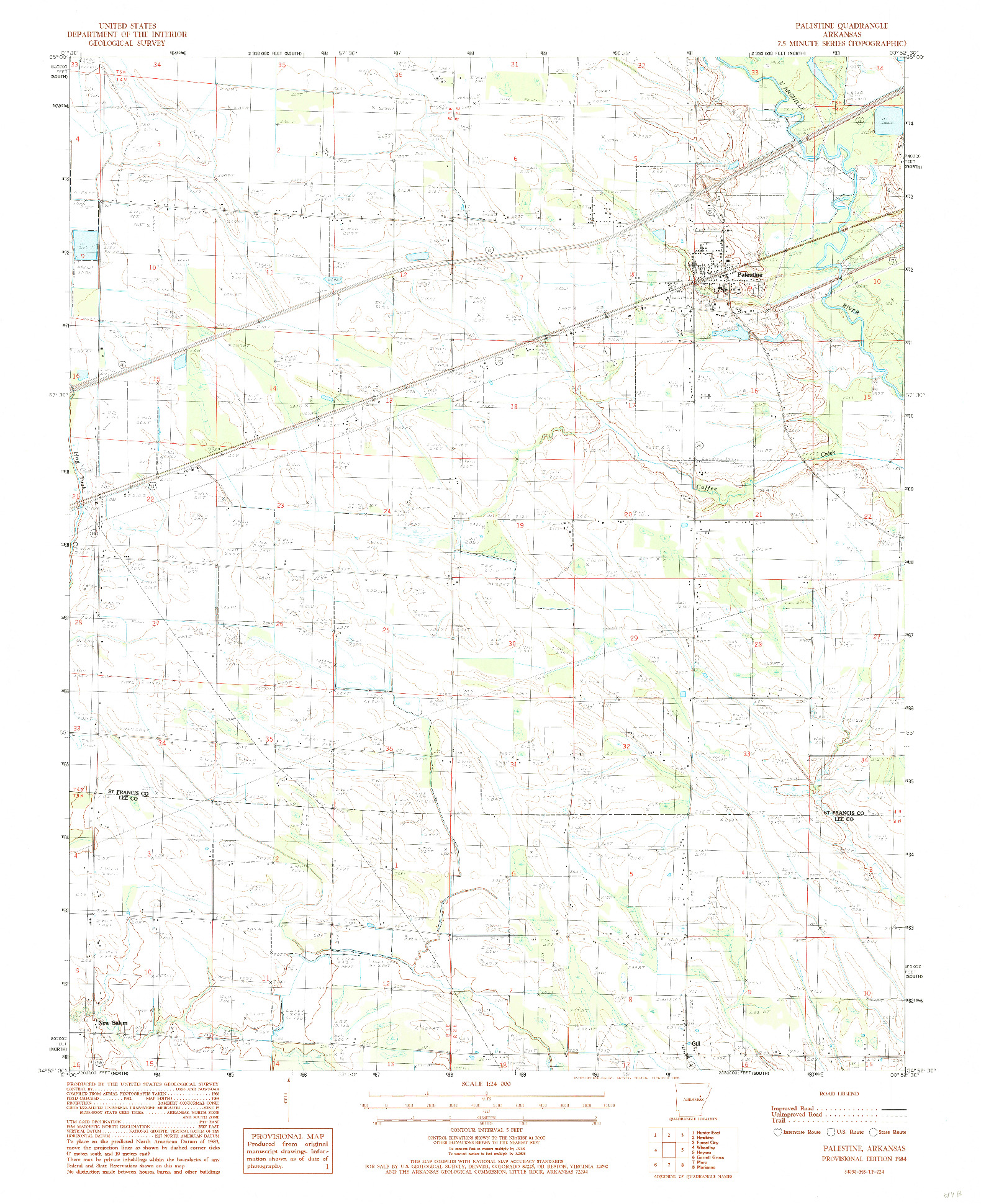 USGS 1:24000-SCALE QUADRANGLE FOR PALESTINE, AR 1984