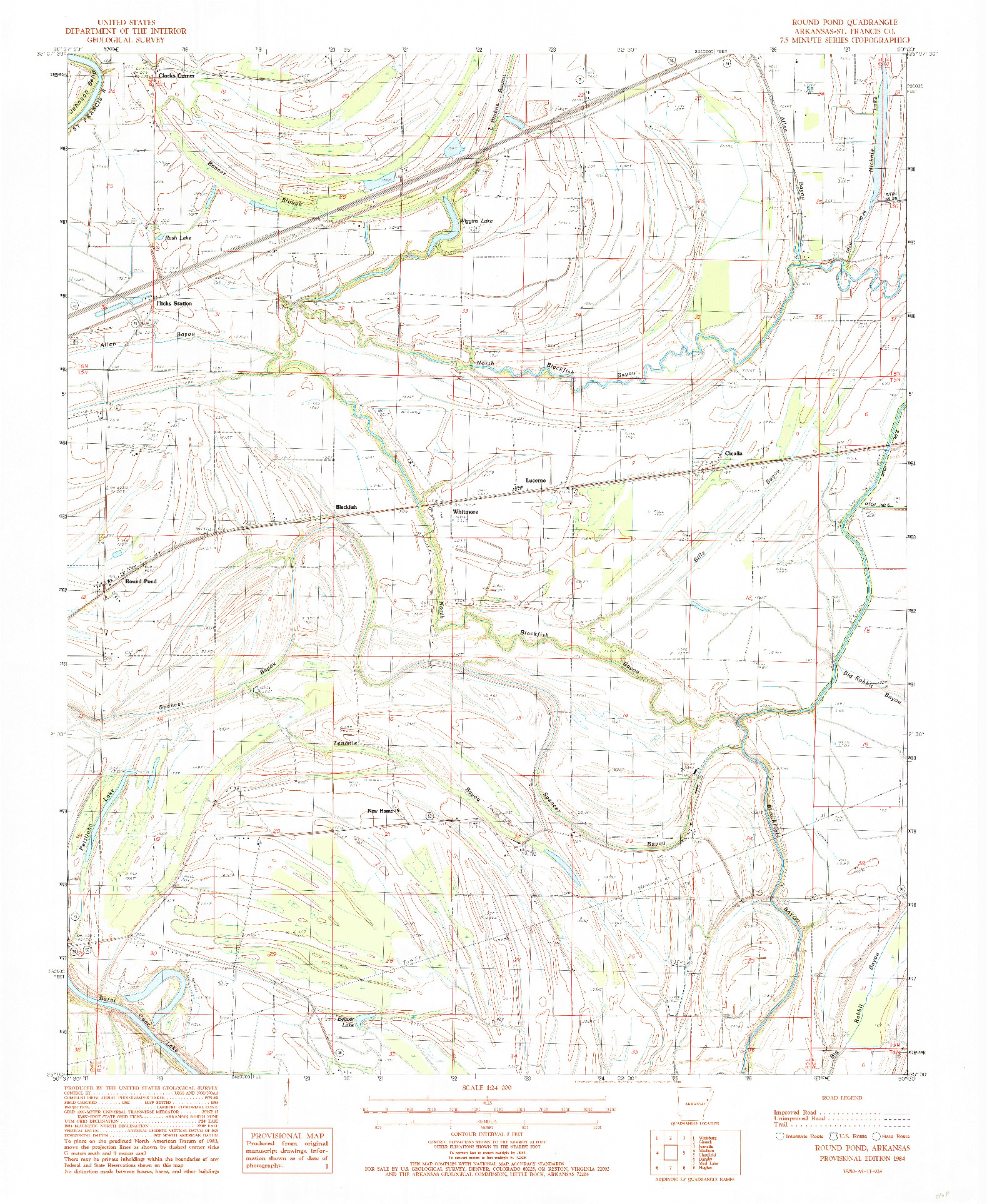 USGS 1:24000-SCALE QUADRANGLE FOR ROUND POND, AR 1984