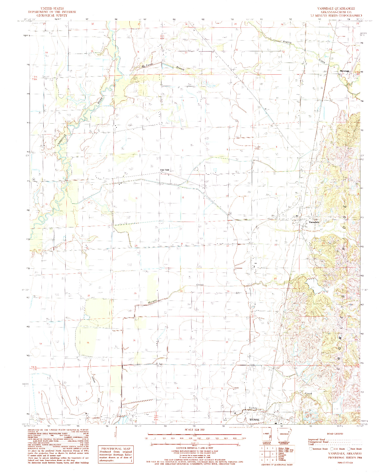 USGS 1:24000-SCALE QUADRANGLE FOR VANNDALE, AR 1984
