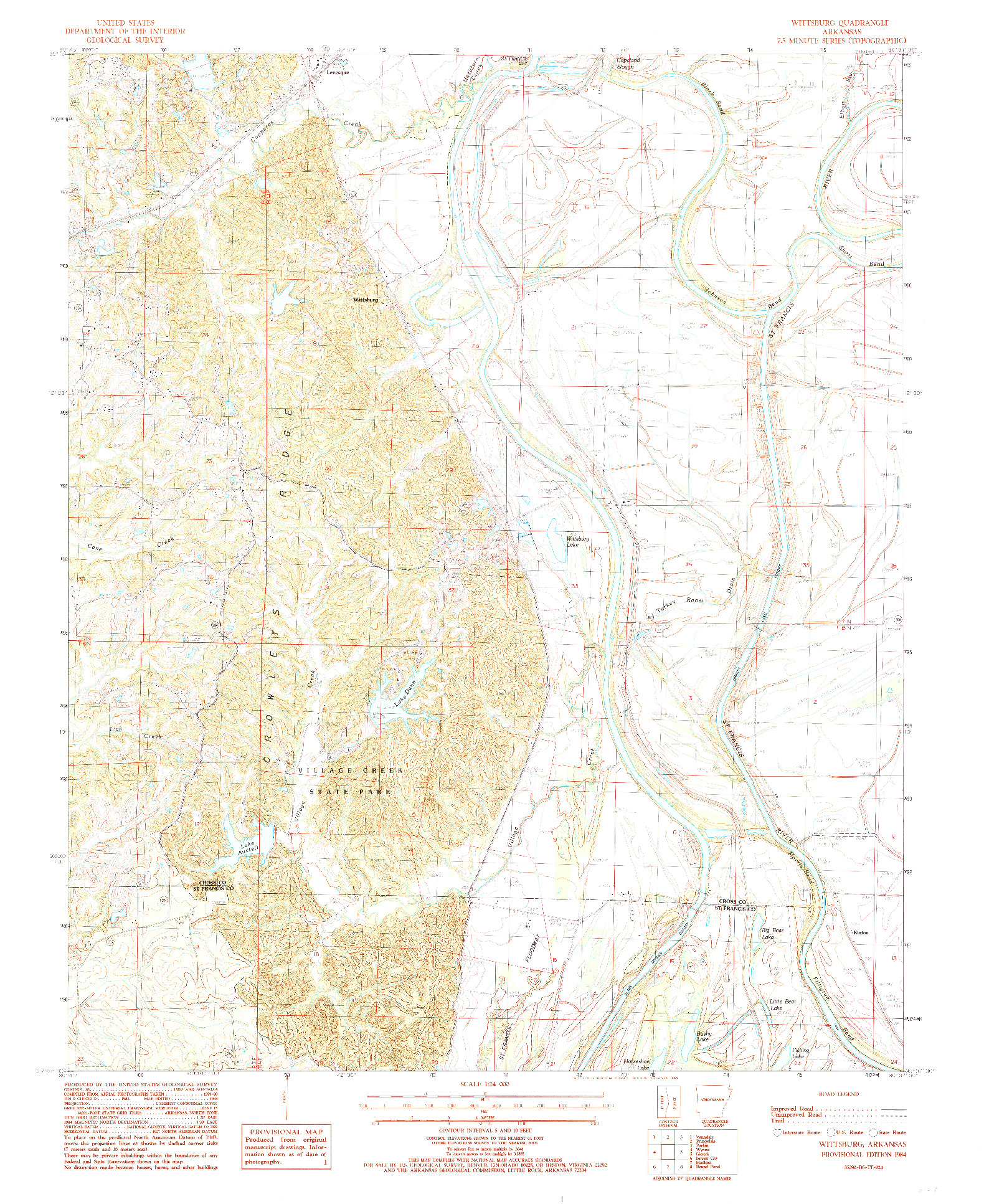 USGS 1:24000-SCALE QUADRANGLE FOR WITTSBURG, AR 1984
