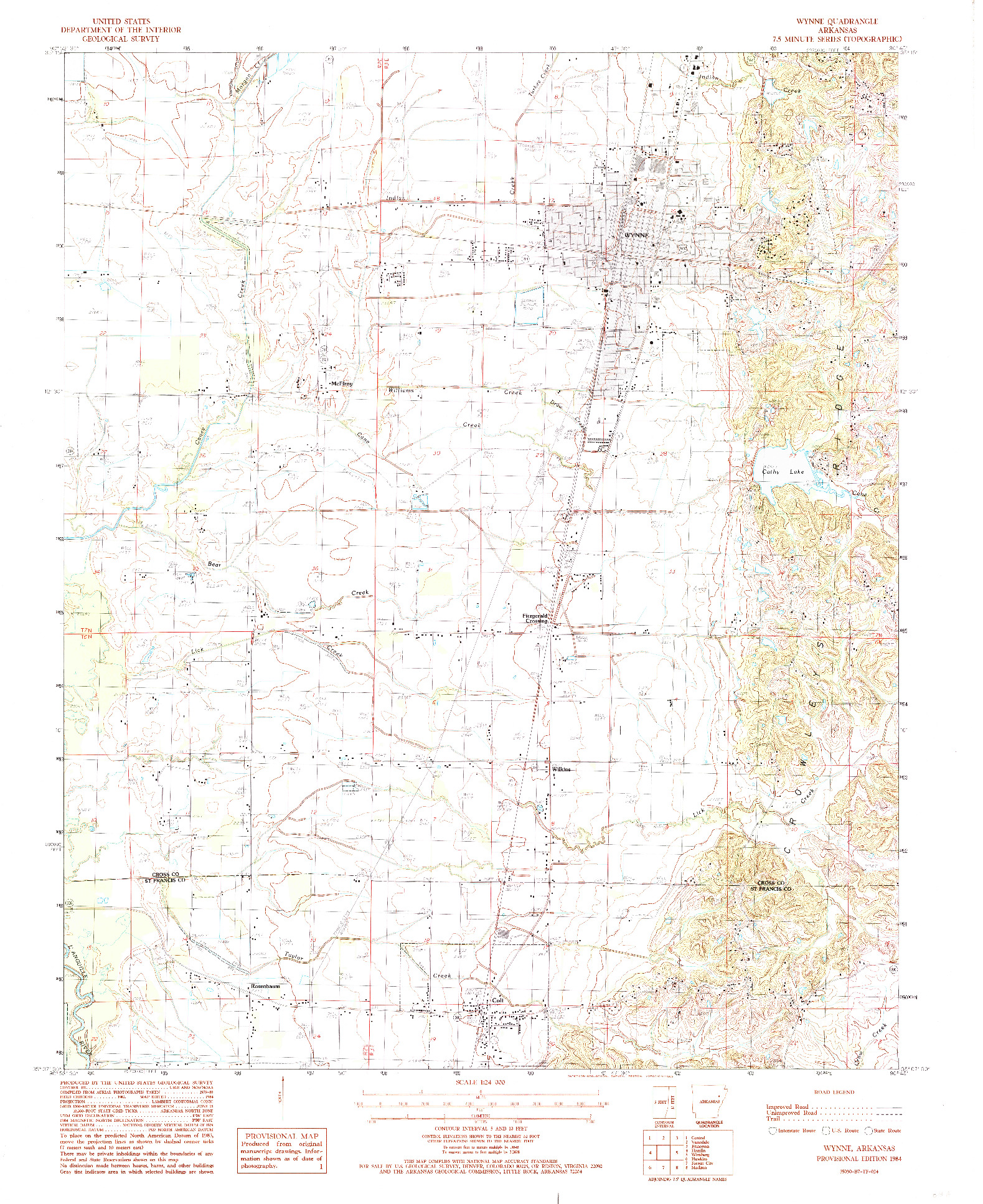 USGS 1:24000-SCALE QUADRANGLE FOR WYNNE, AR 1984