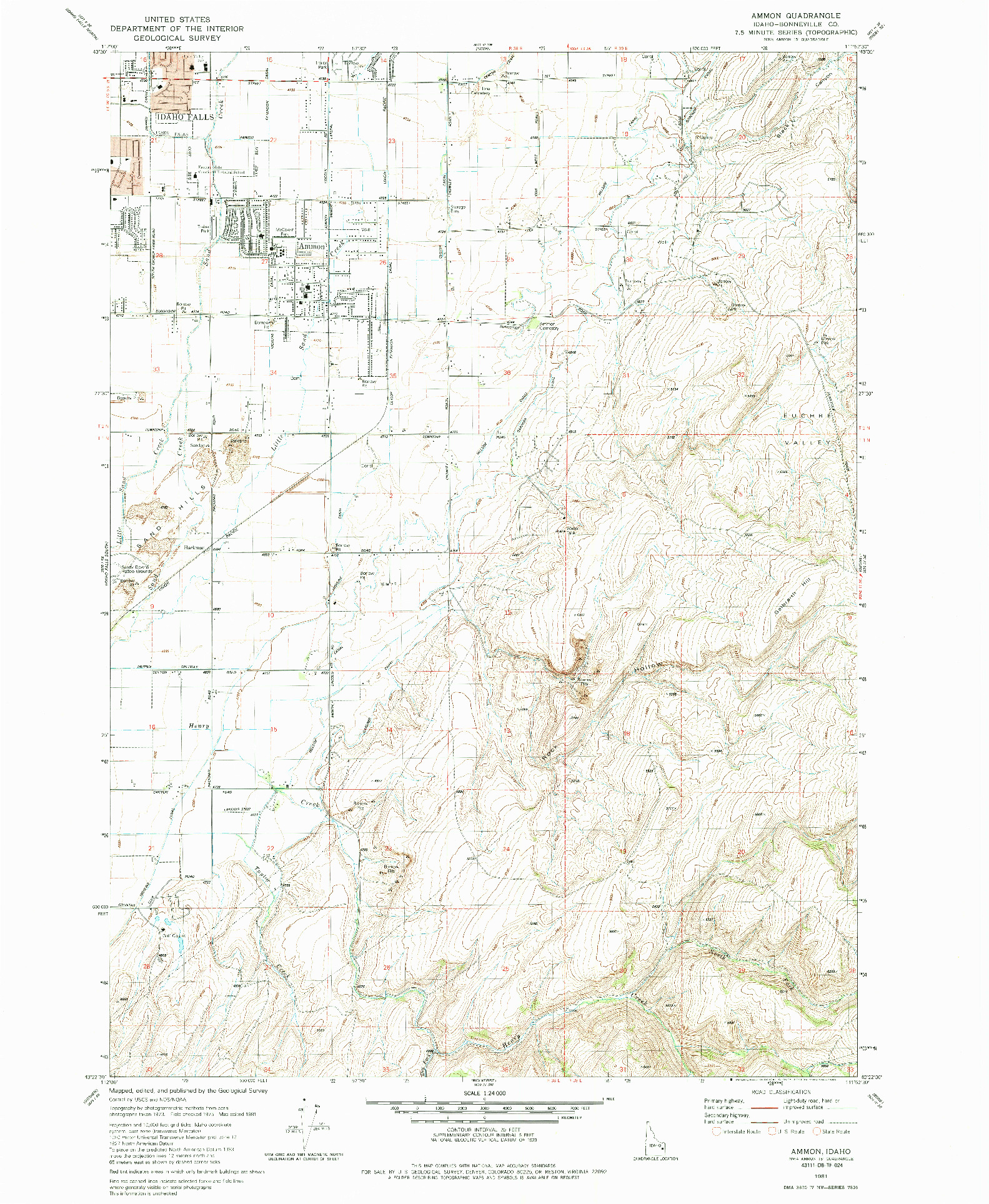 USGS 1:24000-SCALE QUADRANGLE FOR AMMON, ID 1981