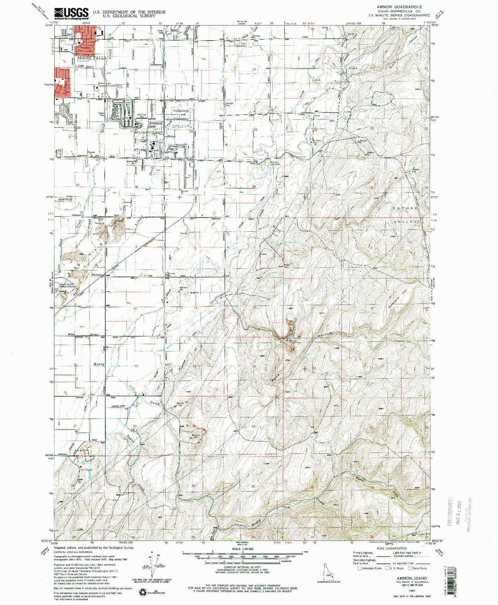 USGS 1:24000-SCALE QUADRANGLE FOR AMMON, ID 1981