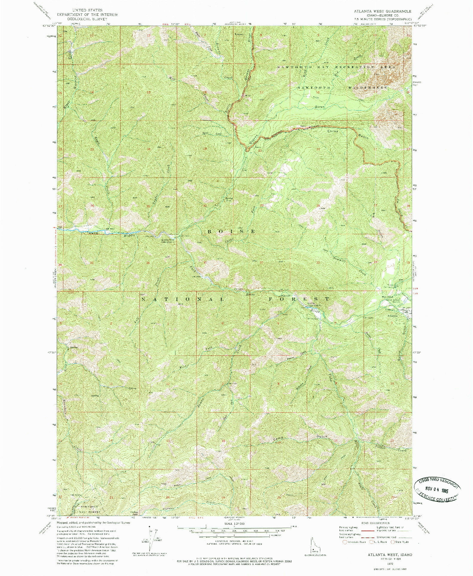 USGS 1:24000-SCALE QUADRANGLE FOR ATLANTA WEST, ID 1972