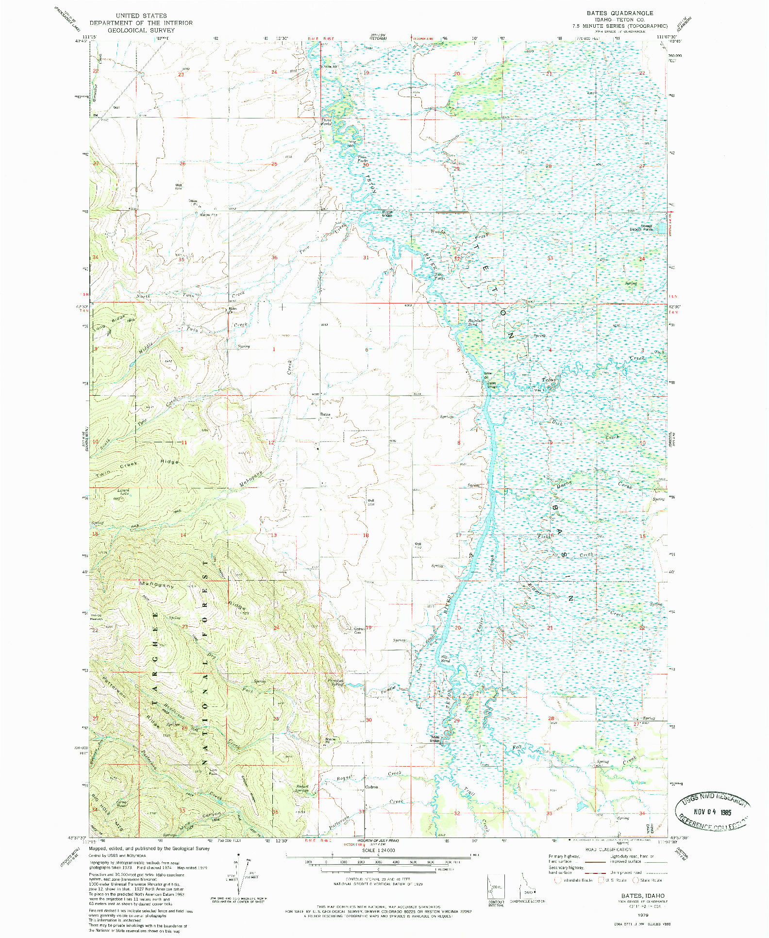 USGS 1:24000-SCALE QUADRANGLE FOR BATES, ID 1979