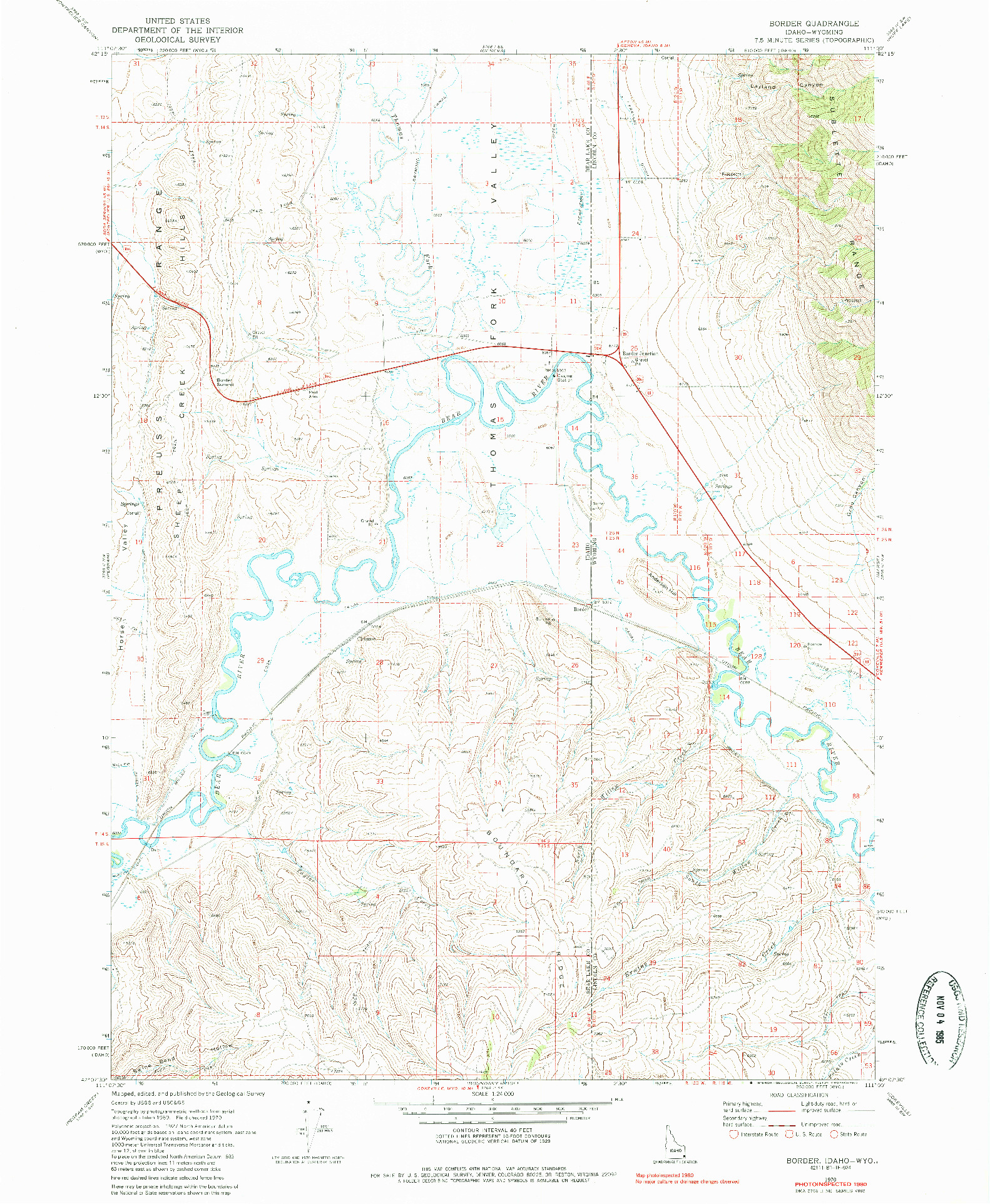 USGS 1:24000-SCALE QUADRANGLE FOR BORDER, ID 1970