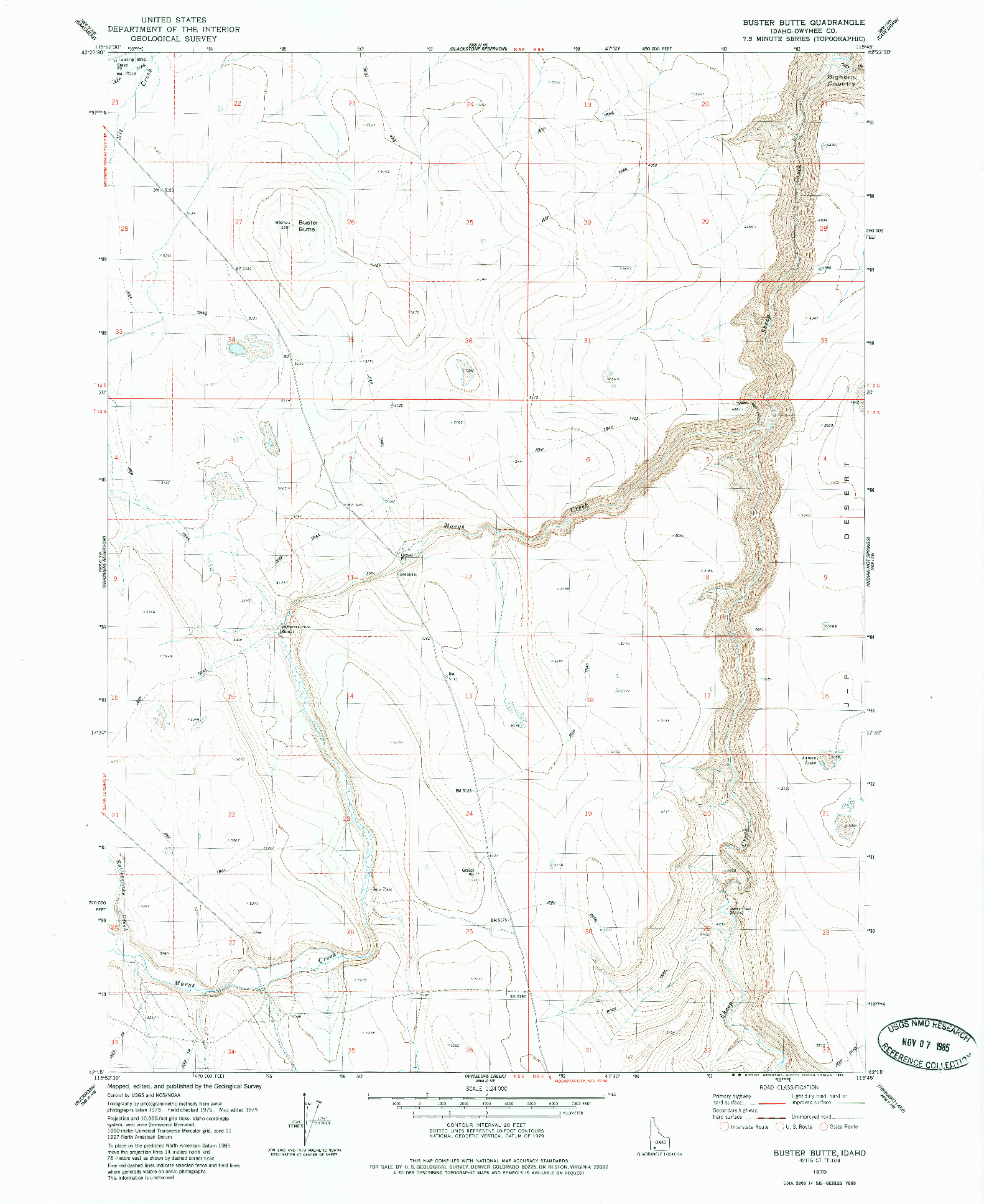 USGS 1:24000-SCALE QUADRANGLE FOR BUSTER BUTTE, ID 1979