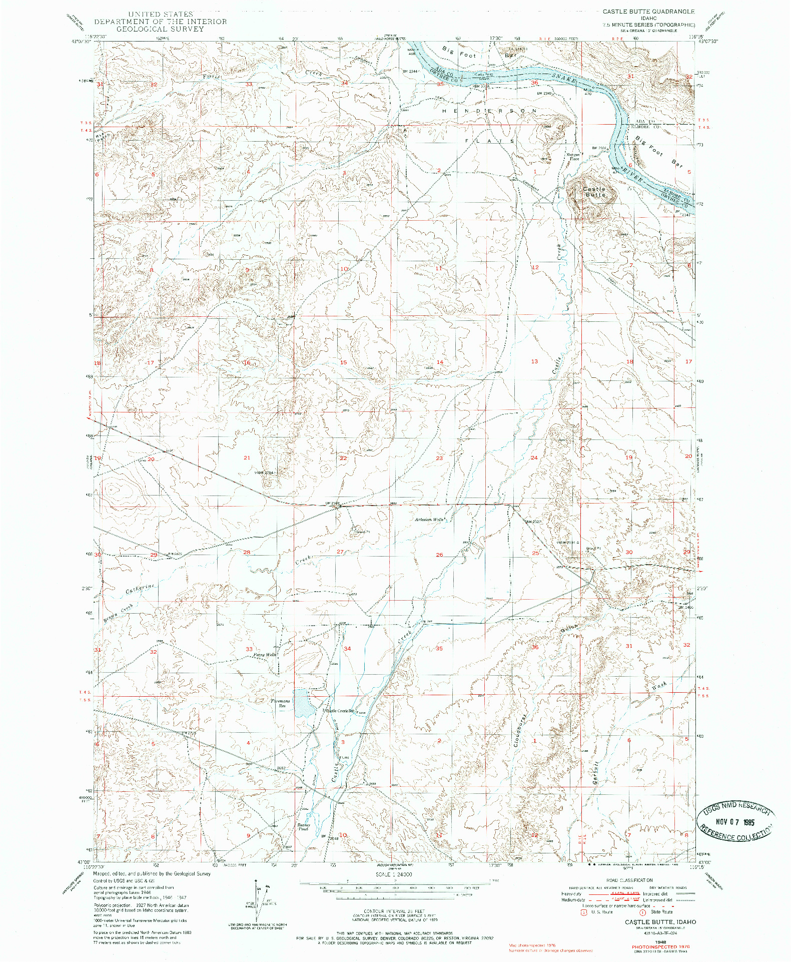 USGS 1:24000-SCALE QUADRANGLE FOR CASTLE BUTTE, ID 1948