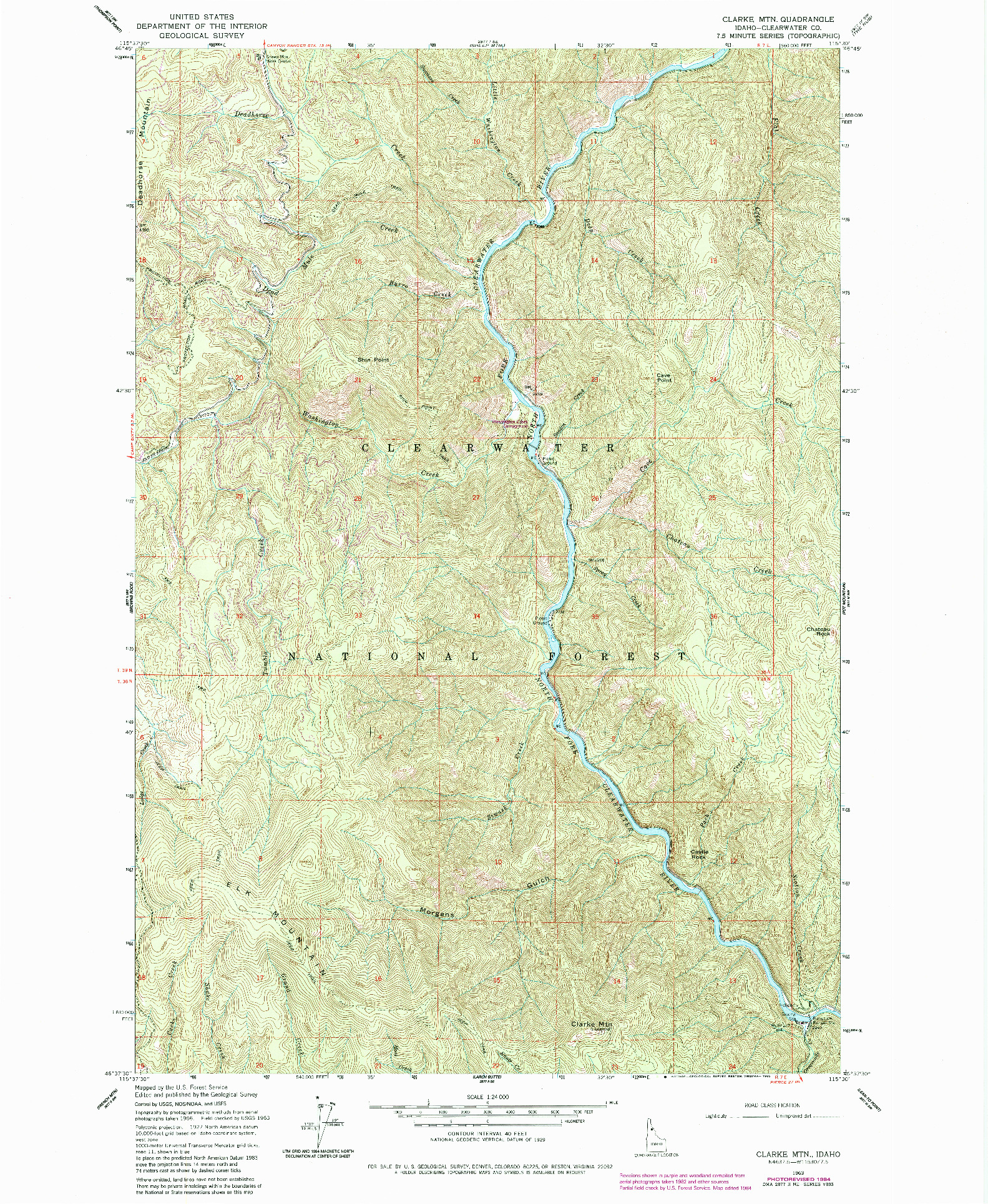 USGS 1:24000-SCALE QUADRANGLE FOR CLARKE MTN, ID 1963