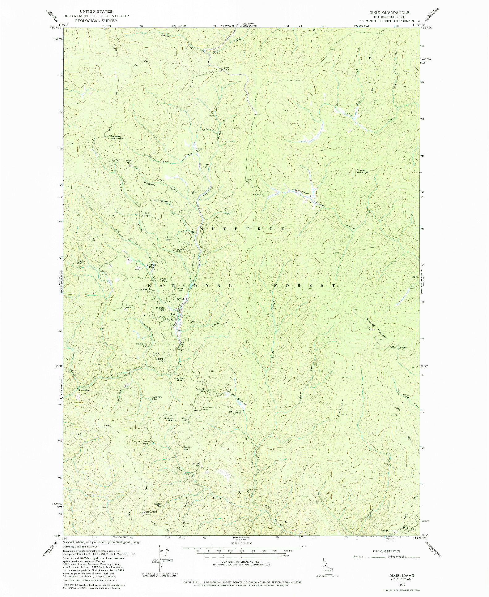 USGS 1:24000-SCALE QUADRANGLE FOR DIXIE, ID 1979
