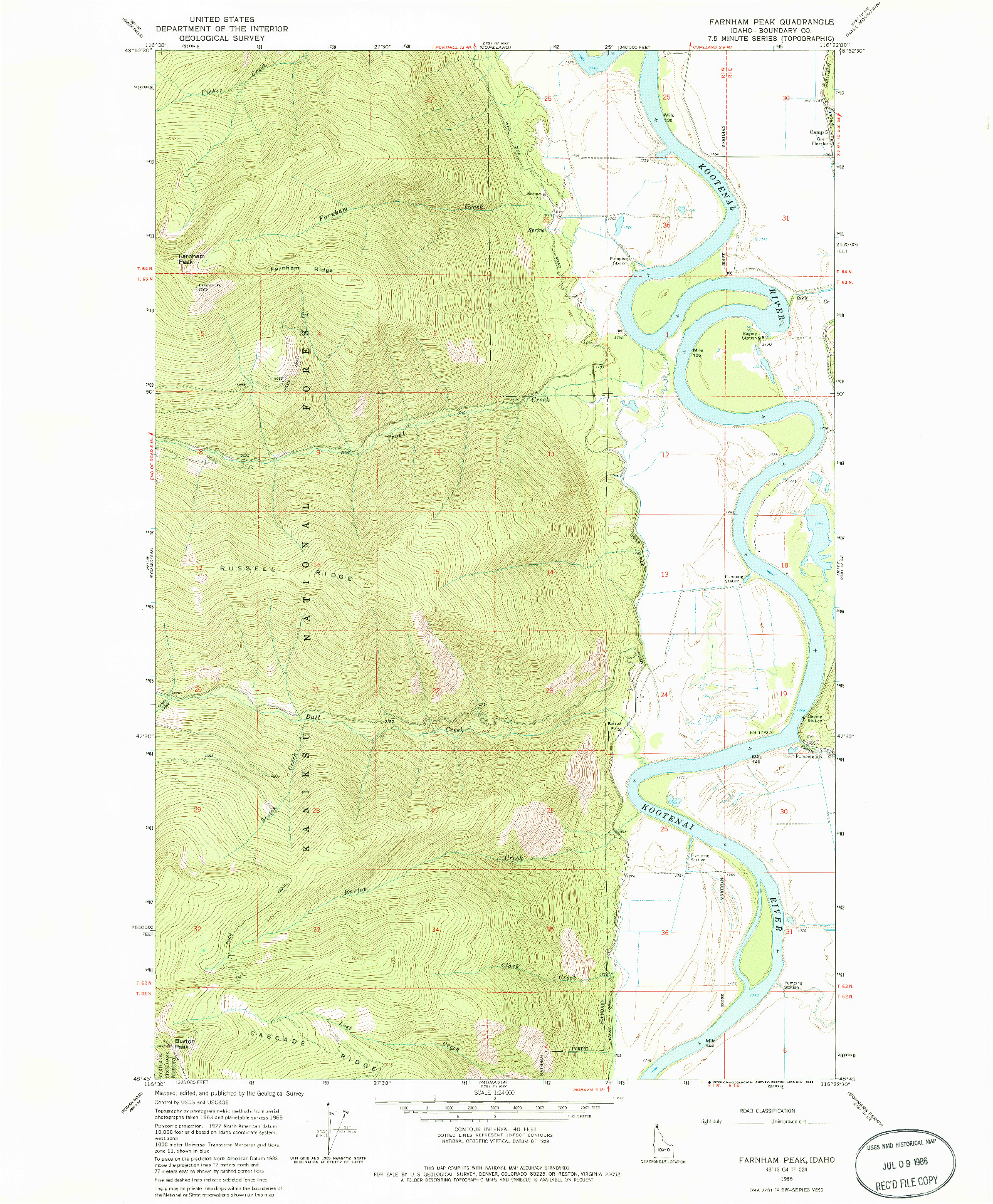 USGS 1:24000-SCALE QUADRANGLE FOR FARNHAM PEAK, ID 1965