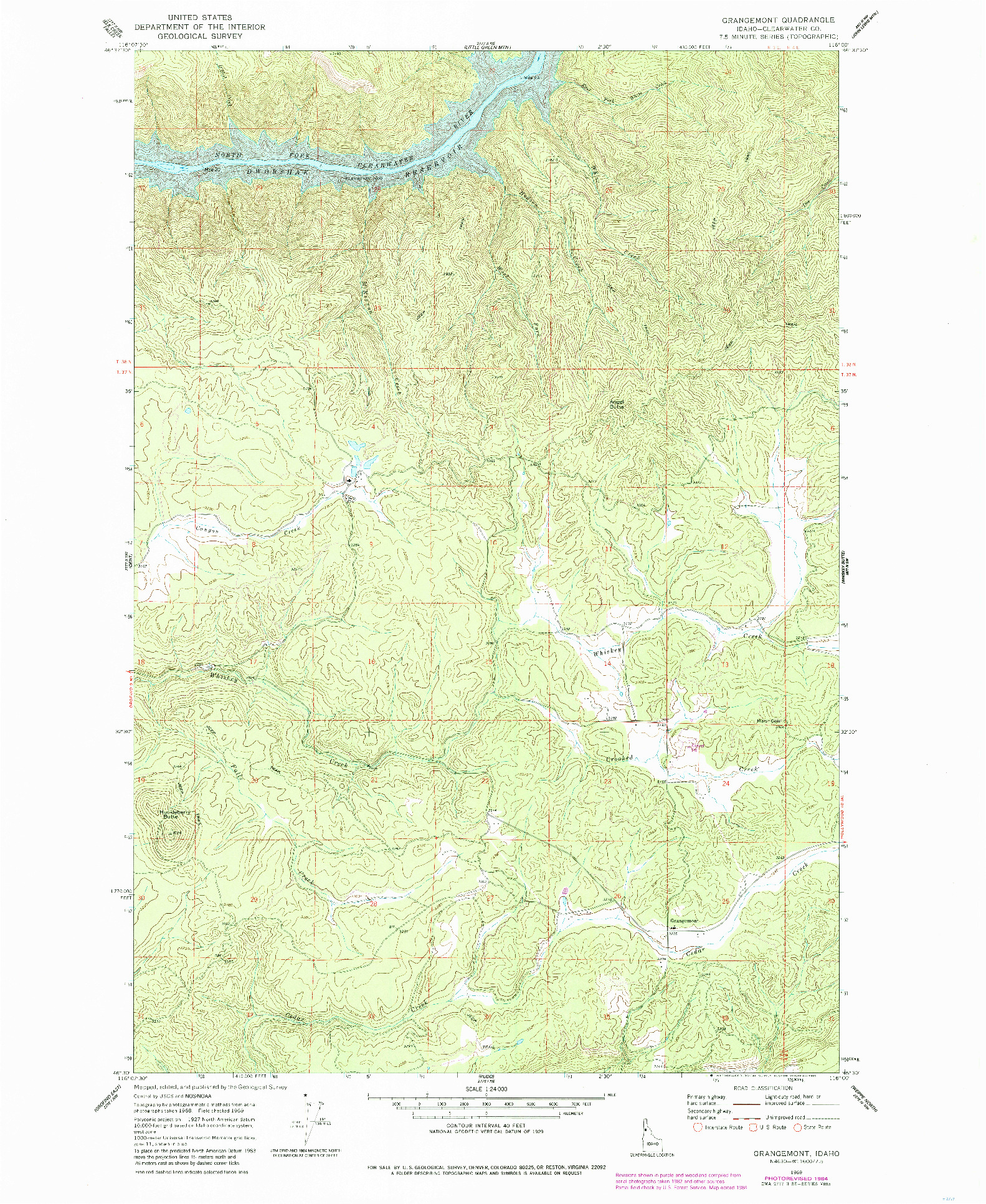 USGS 1:24000-SCALE QUADRANGLE FOR GRANGEMONT, ID 1969