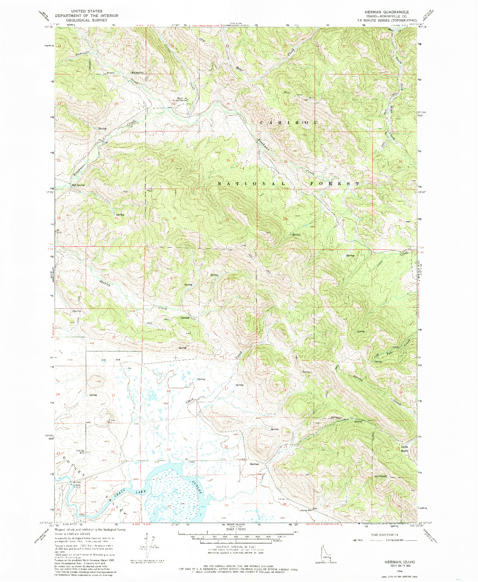 USGS 1:24000-SCALE QUADRANGLE FOR HERMAN, ID 1966