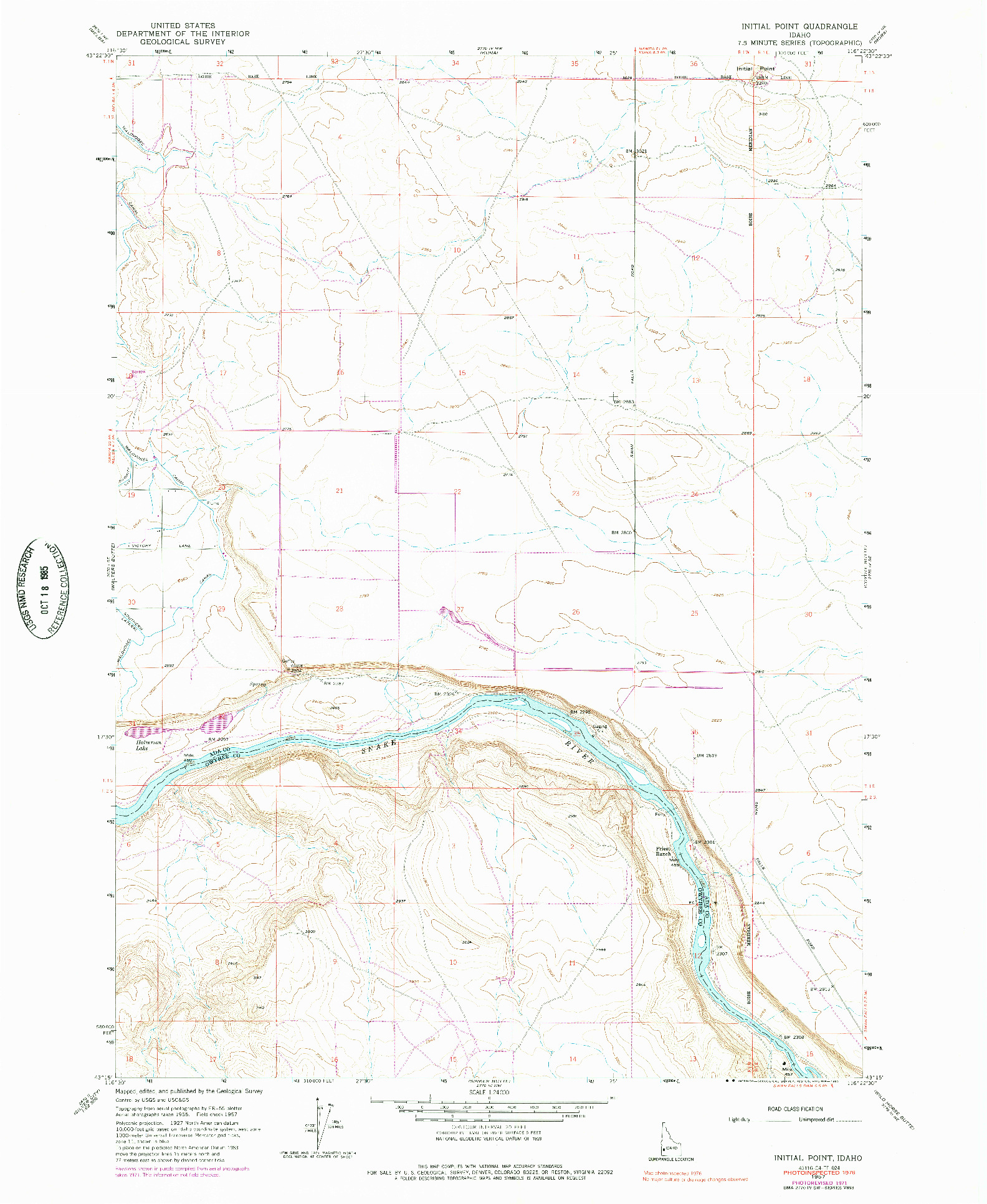 USGS 1:24000-SCALE QUADRANGLE FOR INITIAL POINT, ID 1957