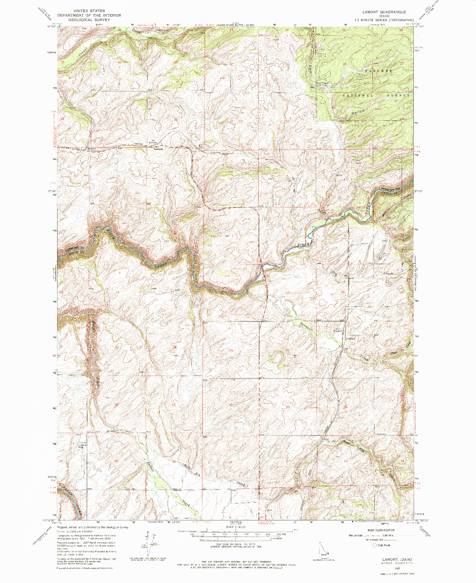 USGS 1:24000-SCALE QUADRANGLE FOR LAMONT, ID 1965