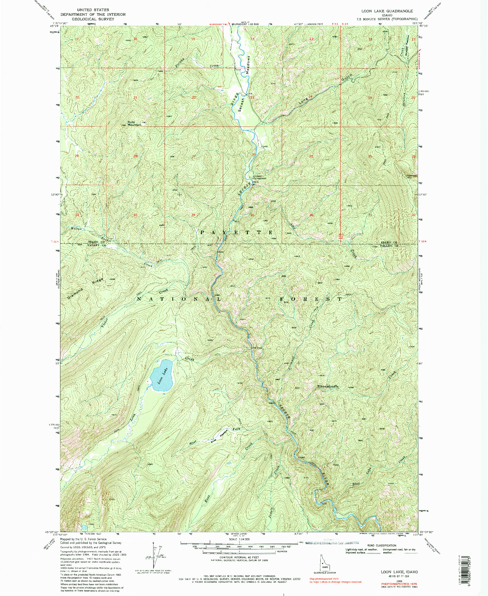 USGS 1:24000-SCALE QUADRANGLE FOR LOON LAKE, ID 1969