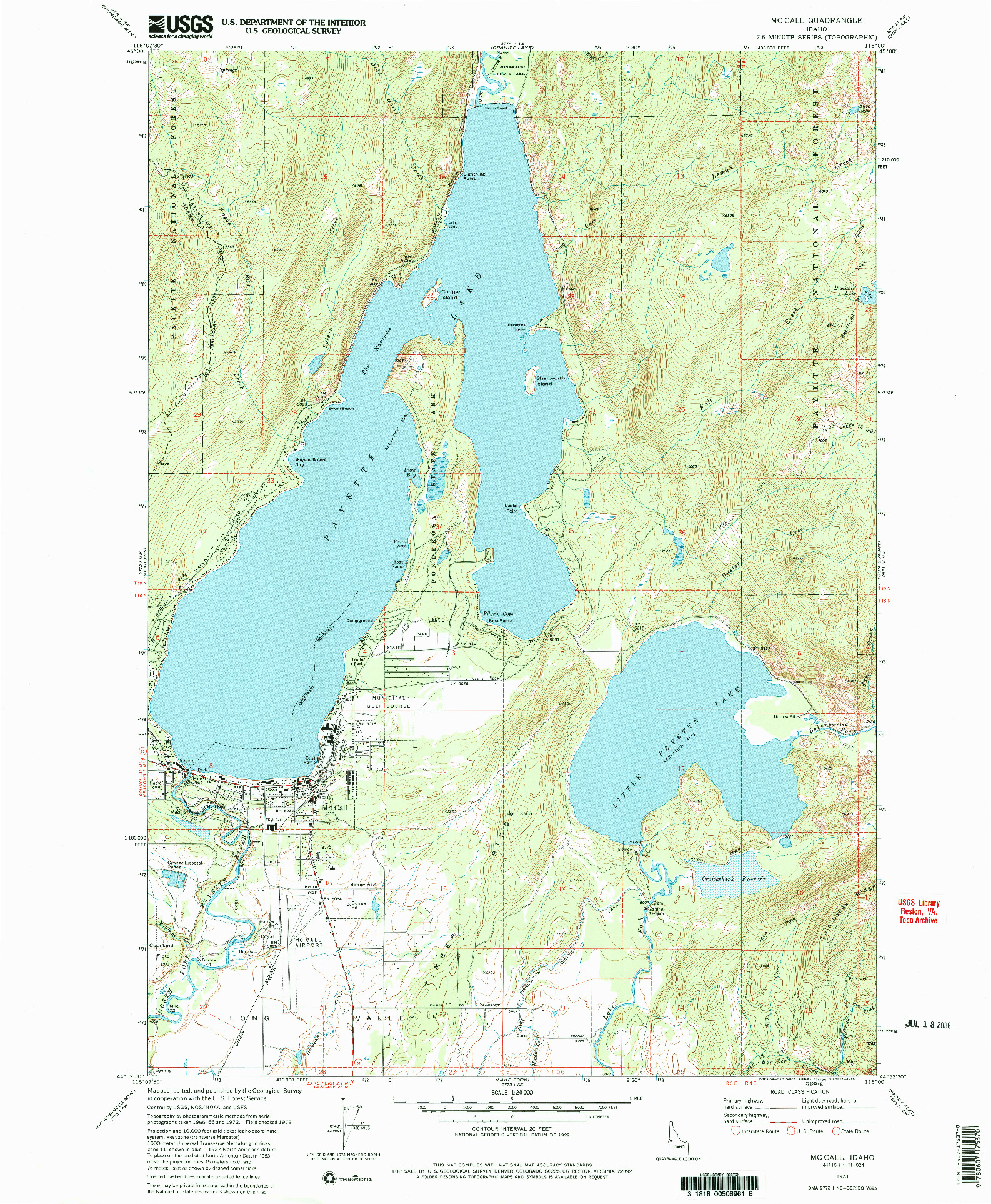 USGS 1:24000-SCALE QUADRANGLE FOR MCCALL, ID 1973