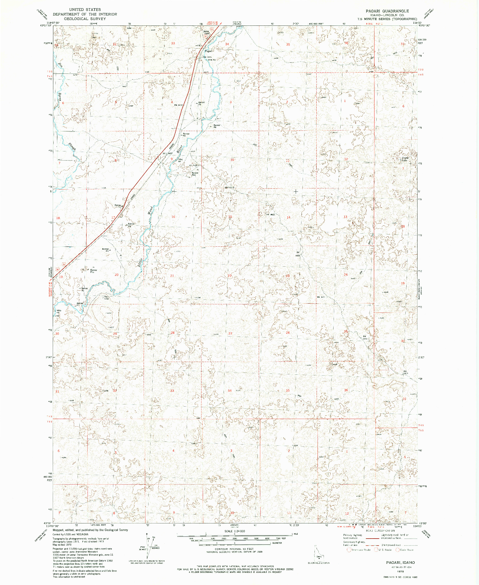 USGS 1:24000-SCALE QUADRANGLE FOR PAGARI, ID 1979