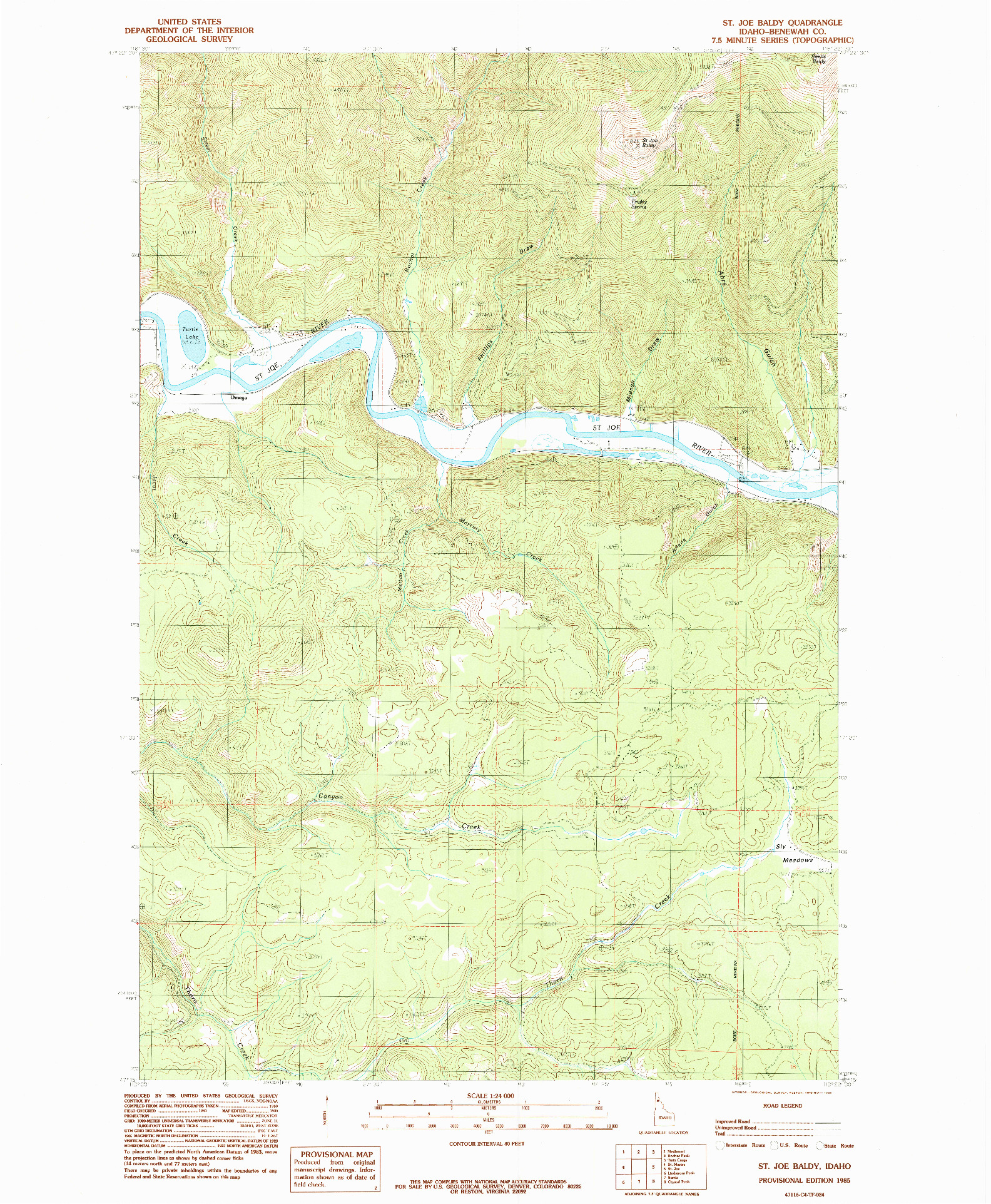 USGS 1:24000-SCALE QUADRANGLE FOR ST. JOE BALDY, ID 1985