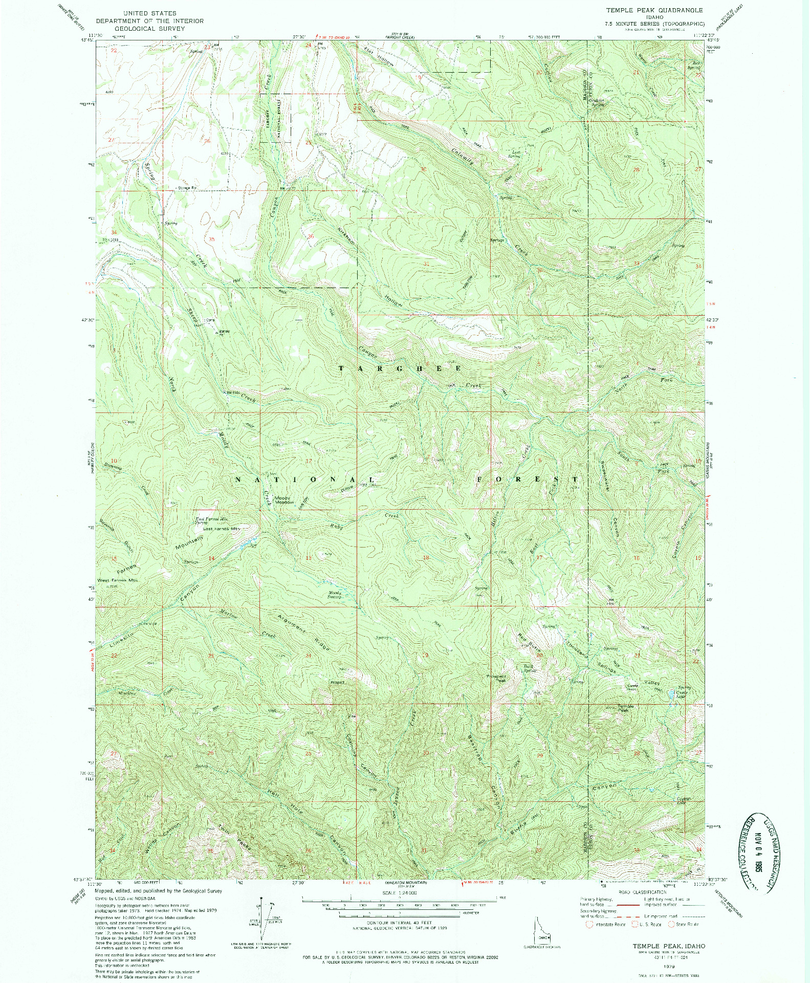 USGS 1:24000-SCALE QUADRANGLE FOR TEMPLE PEAK, ID 1979
