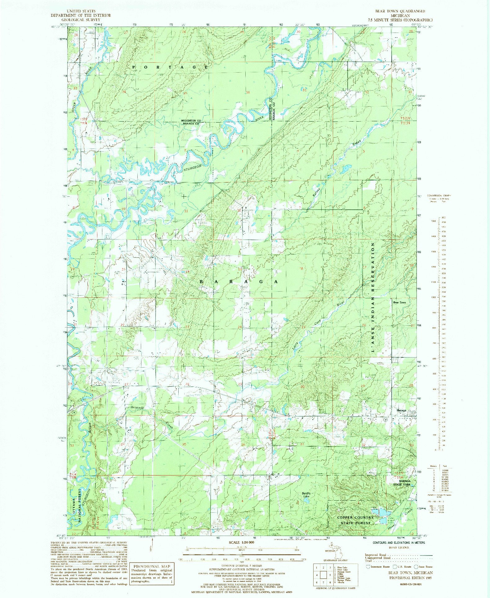 USGS 1:24000-SCALE QUADRANGLE FOR BEAR TOWN, MI 1985