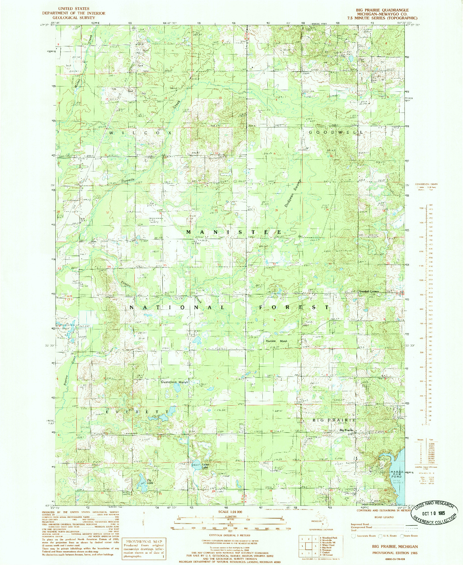 USGS 1:24000-SCALE QUADRANGLE FOR BIG PRAIRIE, MI 1985